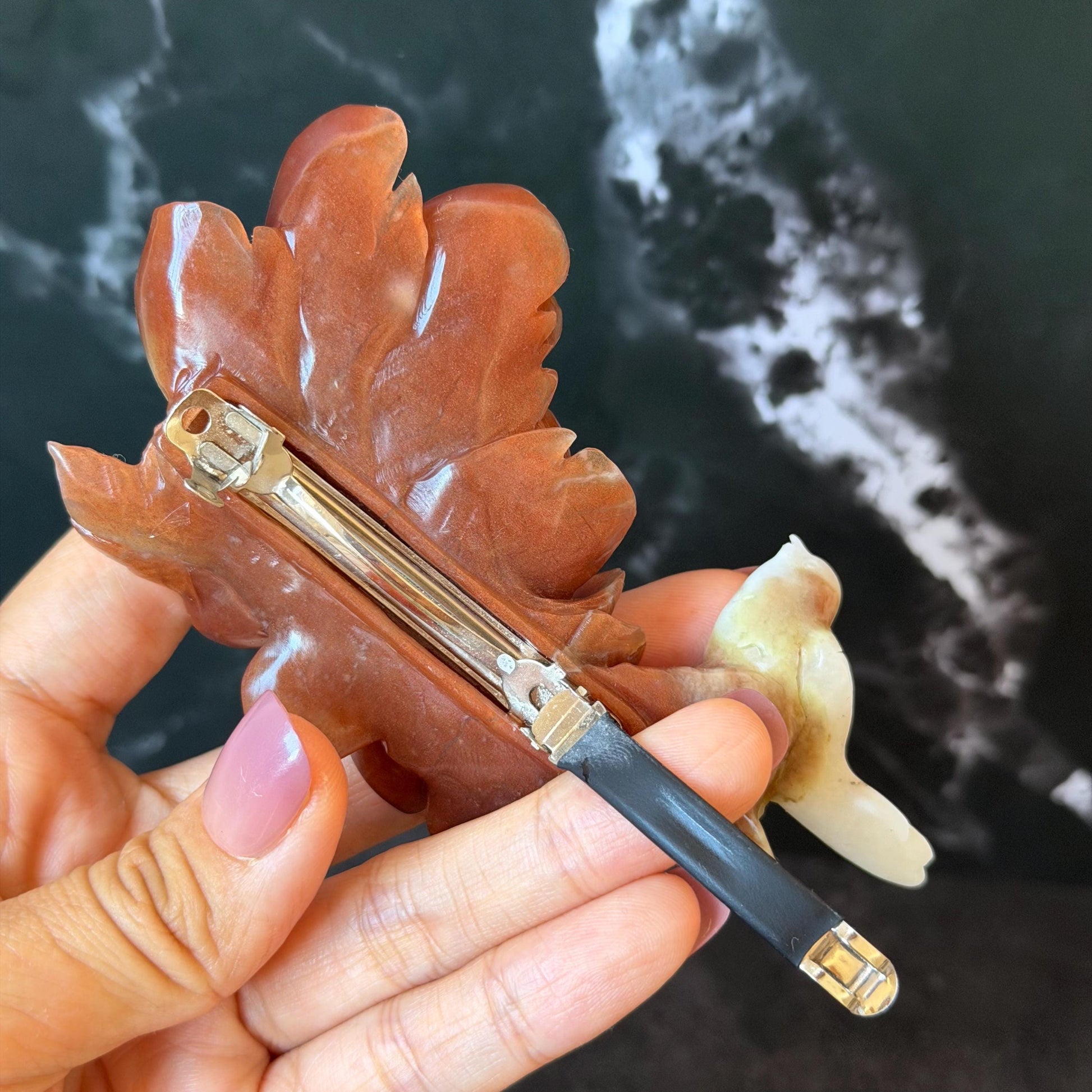 Xiu Jade Serpentine Hand Carved Bird & Red Peony Hair Clip: Certified Natural Rare-found Red Jade Flower Carving Vintage Hanfu Hair Jewelry  Gift for her Bridal Shower gift bridal hair clip wedding headpiece wedding hair jewelry bridal hair accessories red jade carving white jade hand engraved flower hair stick japanese hairpins korean hair stick chinese hair comb vintage hair pins antique hair fork hanfu hair pins certified untreated jade