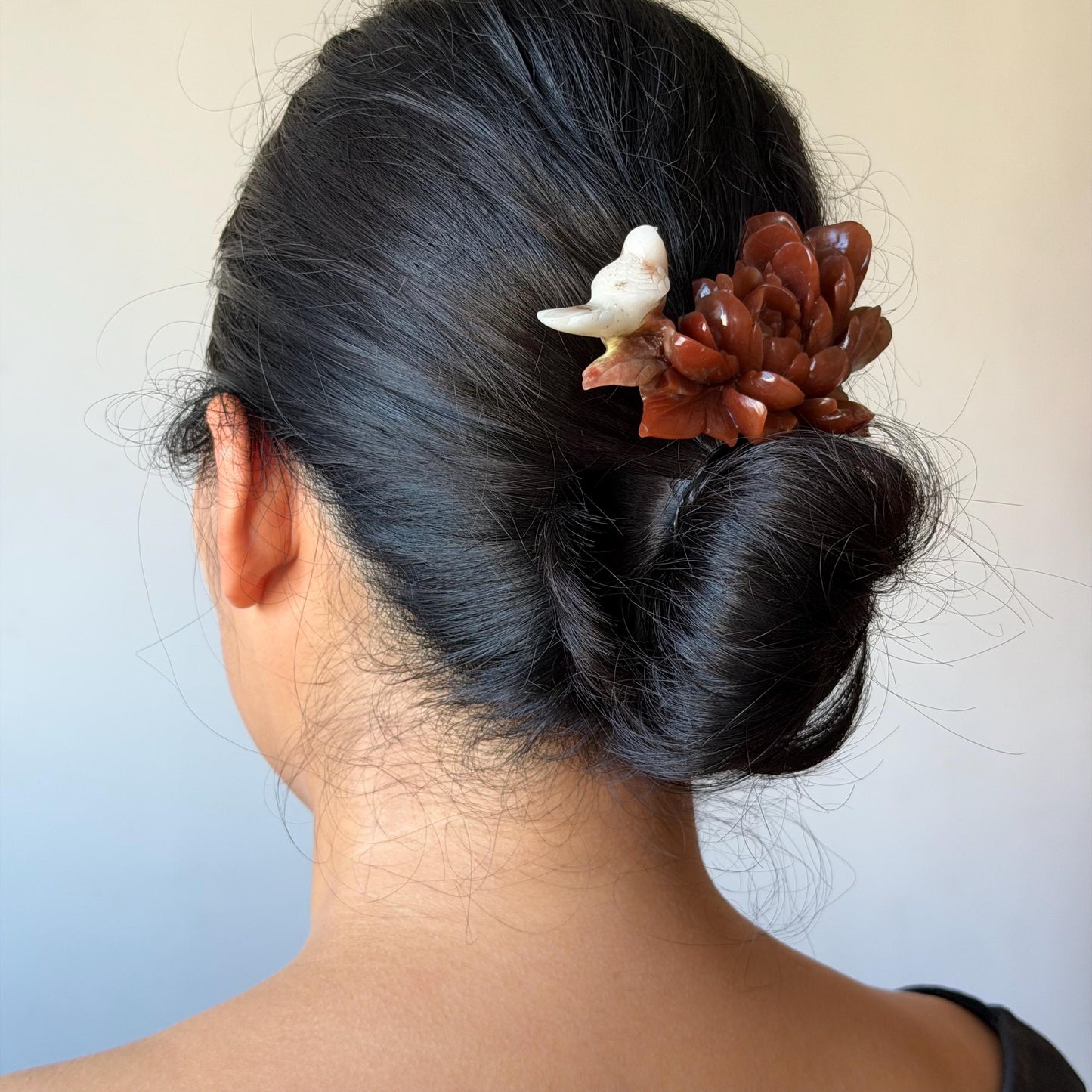 Xiu Jade Serpentine Hand Carved Bird & Red Peony Hair Clip: Certified Natural Rare-found Red Jade Flower Carving Vintage Hanfu Hair Jewelry  Gift for her Bridal Shower gift bridal hair clip wedding headpiece wedding hair jewelry bridal hair accessories red jade carving white jade hand engraved flower hair stick japanese hairpins korean hair stick chinese hair comb vintage hair pins antique hair fork hanfu hair pins certified untreated jade