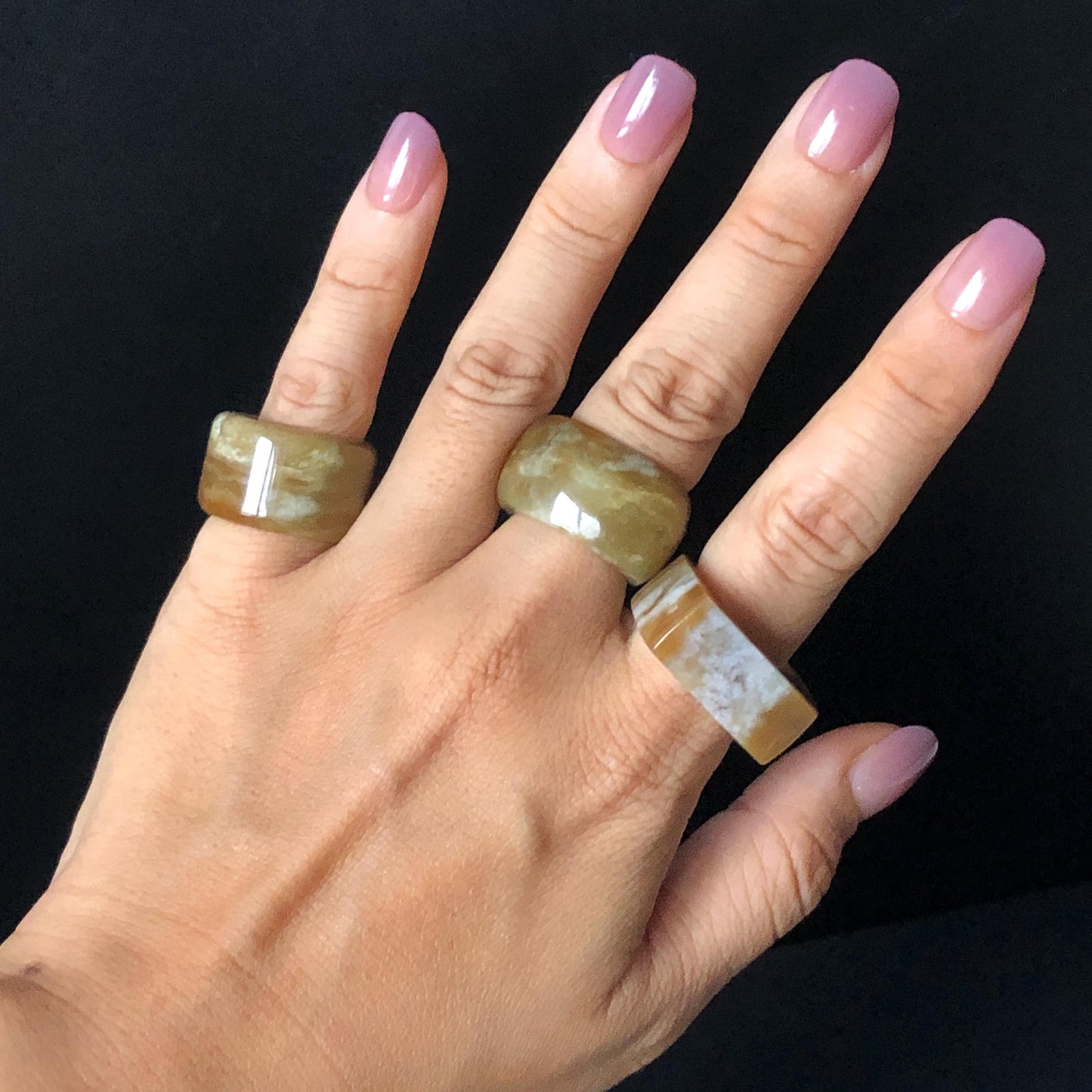 Natural Nephrite Jade Toffee Candy Wide Band Ring US 6.5-8.25：Untreated White and Brown Jade Women Statement Ring Thumb Ring  gift for her untreated jade stackable ring cocktail ring for men square ring vintage ring chinese jade stone ring thumb ring ring for men vintage ring antique ring jade cocktail ring jade band ring women statement ring toffee candy swirl pattern