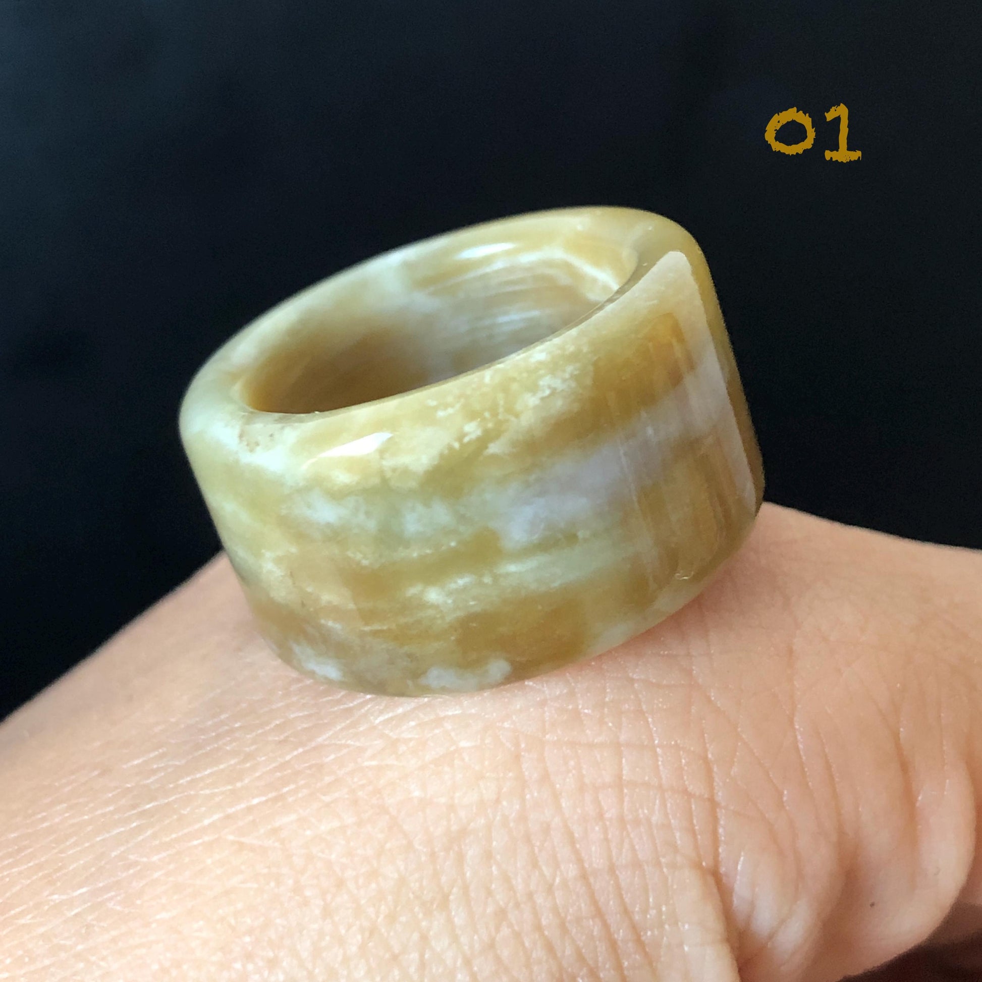 Natural Nephrite Jade Toffee Candy Wide Band Ring US 6.5-8.25：Untreated White and Brown Jade Women Statement Ring Thumb Ring  gift for her untreated jade stackable ring cocktail ring for men square ring vintage ring chinese jade stone ring thumb ring ring for men vintage ring antique ring jade cocktail ring jade band ring women statement ring toffee candy swirl pattern