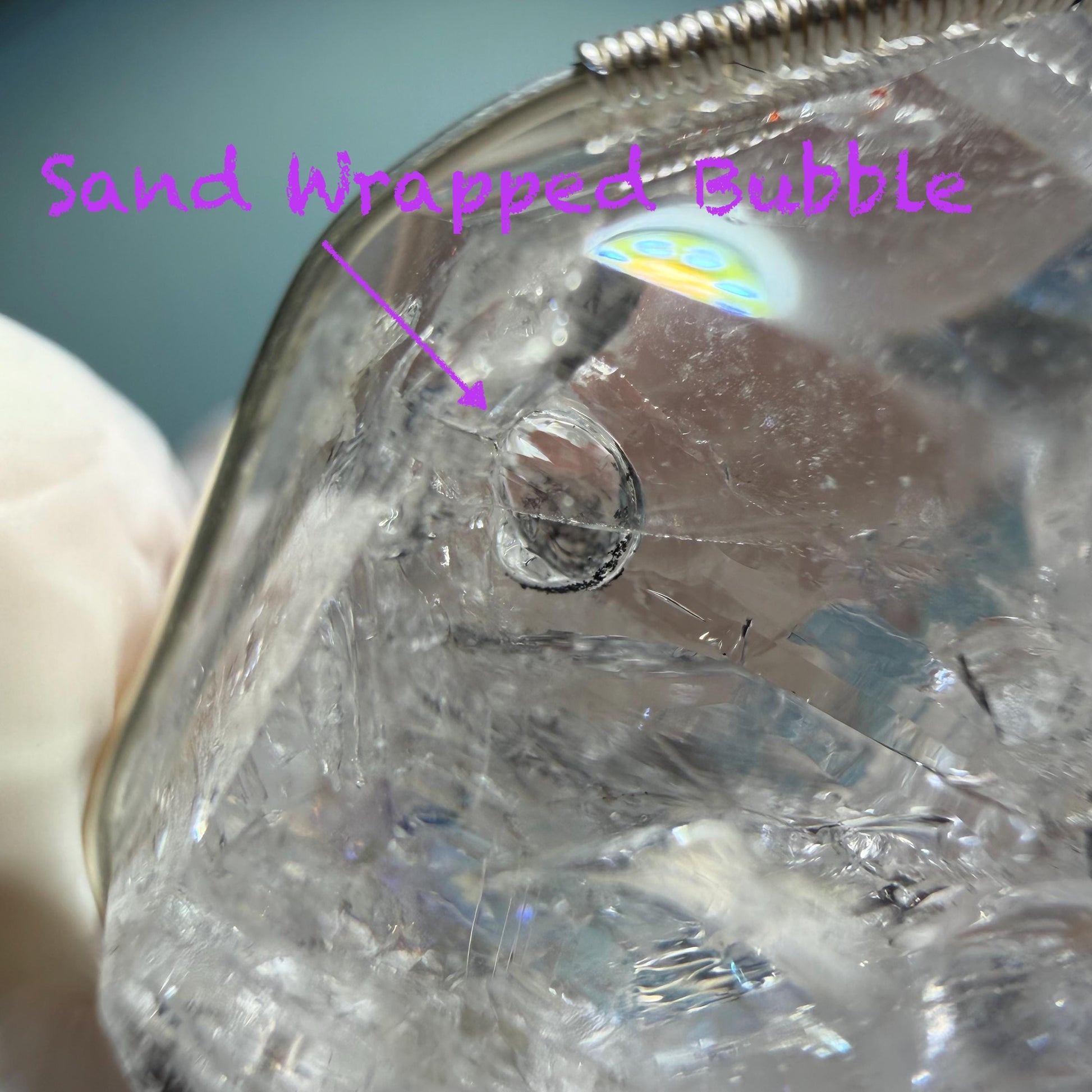 Polished Rainbow Enhydro Quartz (Herkimer Diamond) Wire Wrapped Pendant Adjustable Necklace: Moving Clear Bubble Inclusion Crystal | Natural Gemstone Birthstone Gift for her enhydro quartz sand water-fall pendant necklace choker gemstone charm stone pendant choker polished stone pendant crystal charm birthstone gift for her men necklace chakra crystal purify stone minerals specimen adjustable choker mica quartz mica flakes silver wire wrapped pendant