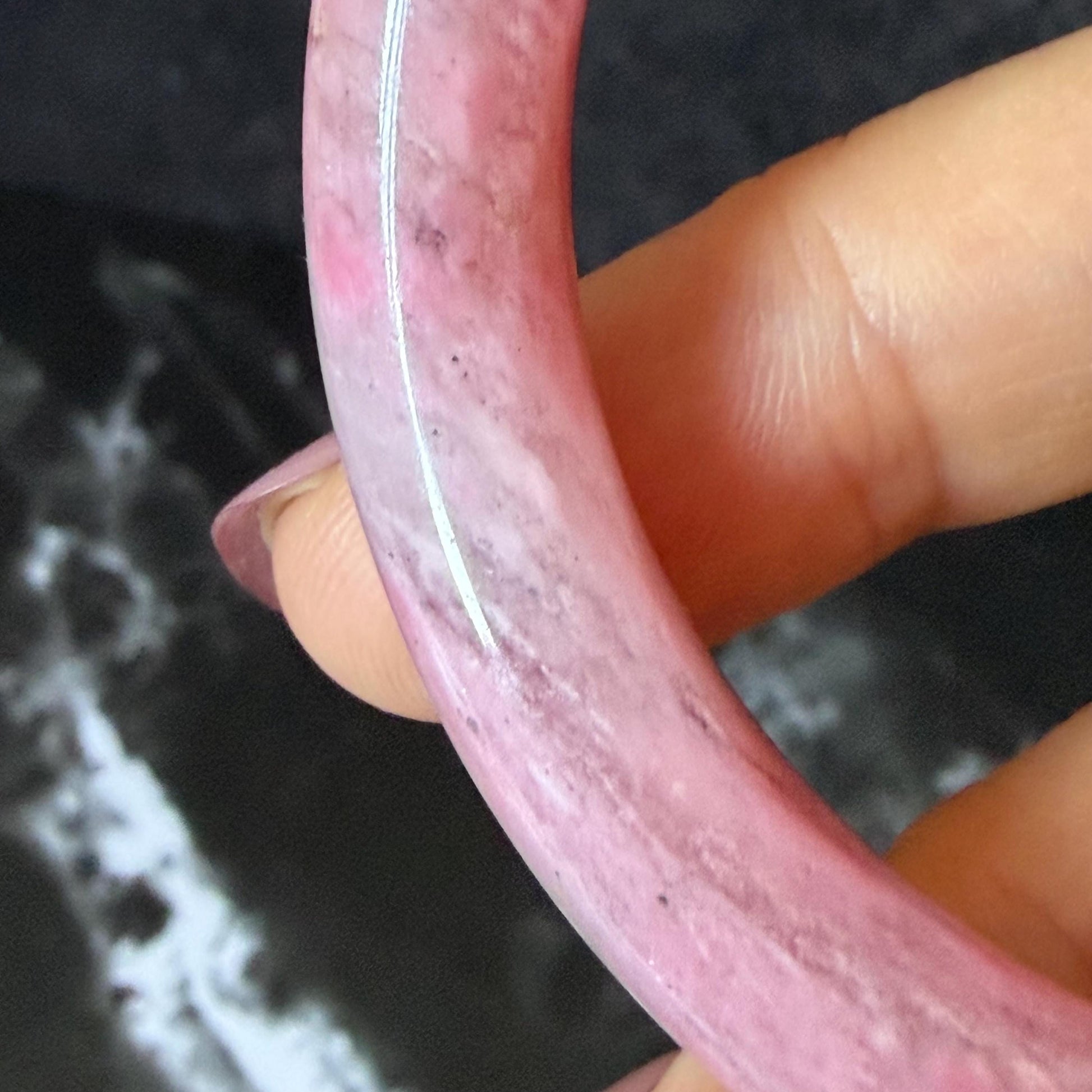 55.8mm Premium Natural Rhodonite Stone Bangle: Sweet Strawberry Cotton Candy Pink Crystal Bracelet, Healing Stone for Heart Chakra rhodonite crystal bracelet rhodonite stone bracelet healing crystal heart chakra crystal for meditation love stone love crystal pink crystal pink stone bangle rock bangle rock bracelet birthstone bracelet meditation stone gift for her