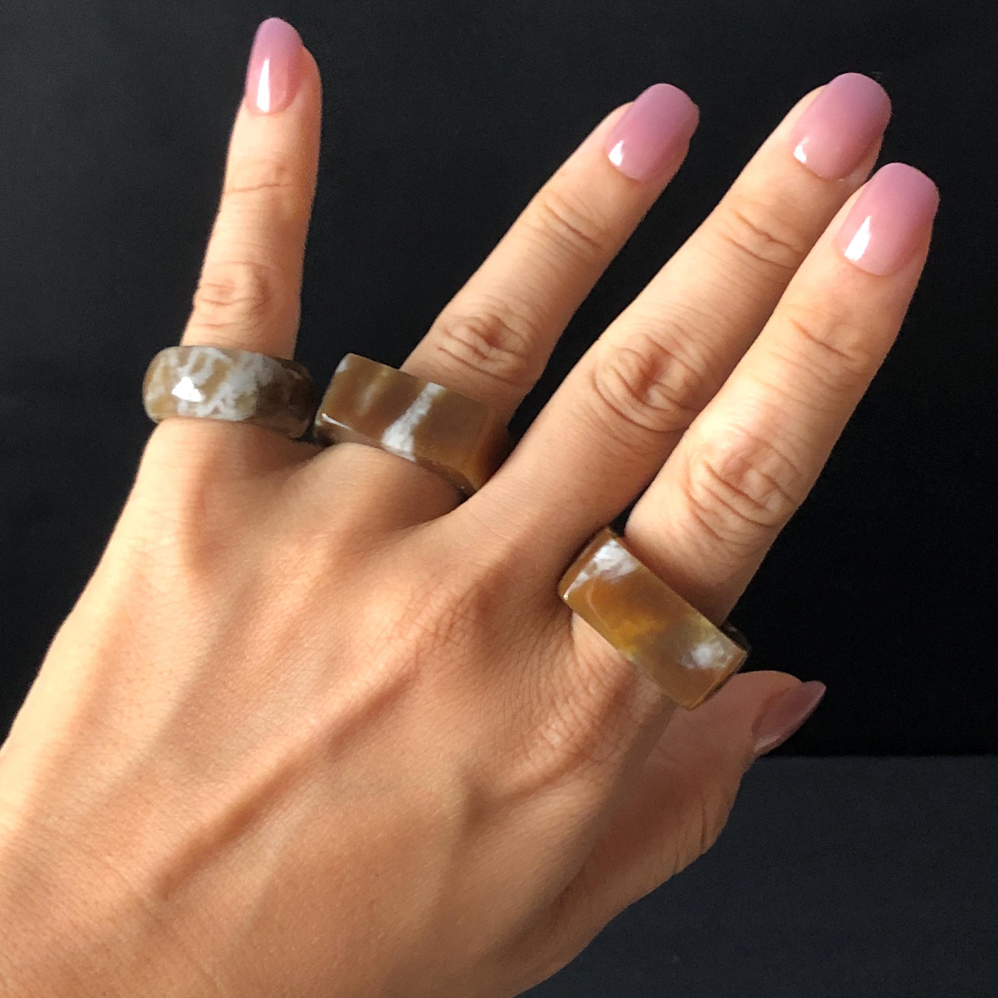 Natural Nephrite Jade Chocolate Mocha Collection Band Ring：Untreated White Jade & Brown Jade Women Statement Ring US 4.75-9.75 Thumb Ring Pinky Ring  gift for her untreated jade stackable ring cocktail ring for men square ring vintage ring chinese jade stone ring thumb ring ring for men vintage ring antique ring jade cocktail ring jade band ring