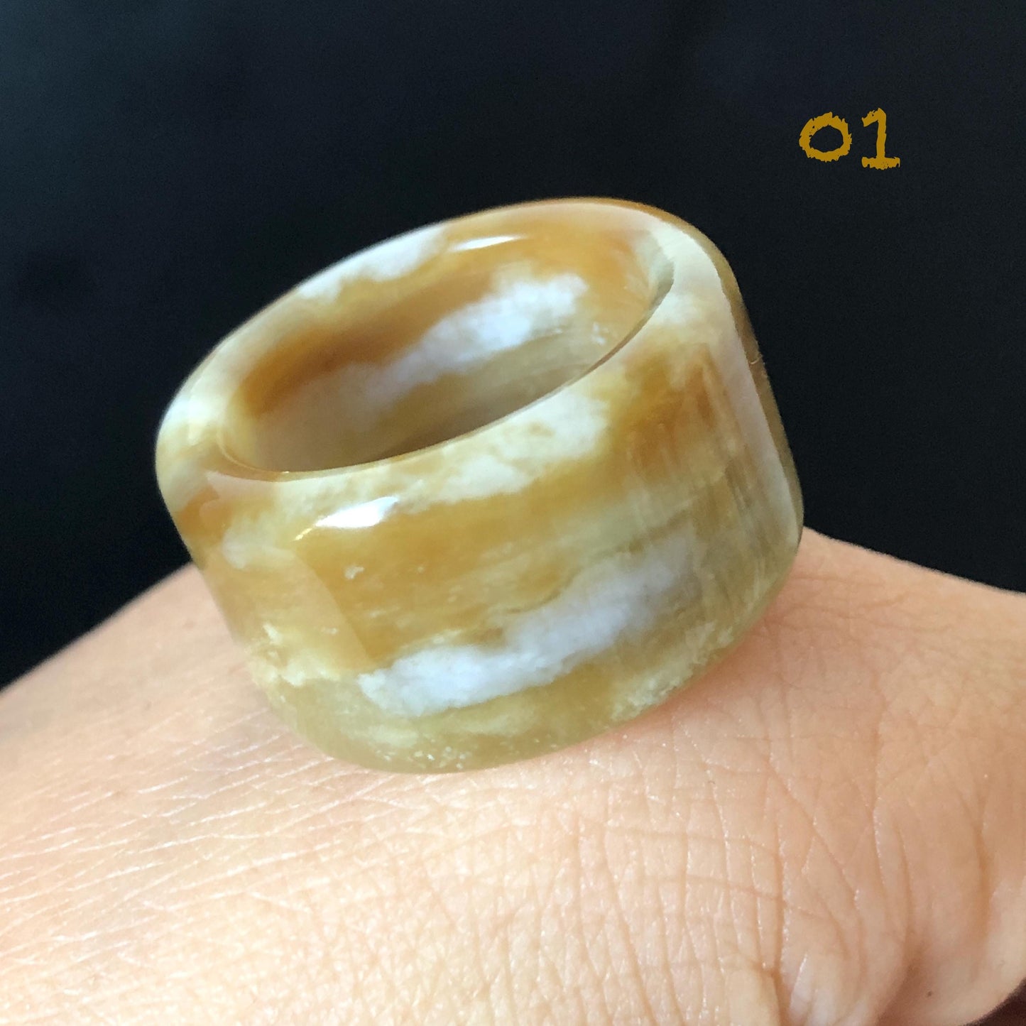 Natural Nephrite Jade Toffee Candy Wide Band Ring US 6.5-8.25：Untreated White and Brown Jade Women Statement Ring Thumb Ring  gift for her untreated jade stackable ring cocktail ring for men square ring vintage ring chinese jade stone ring thumb ring ring for men vintage ring antique ring jade cocktail ring jade band ring women statement ring toffee candy swirl pattern