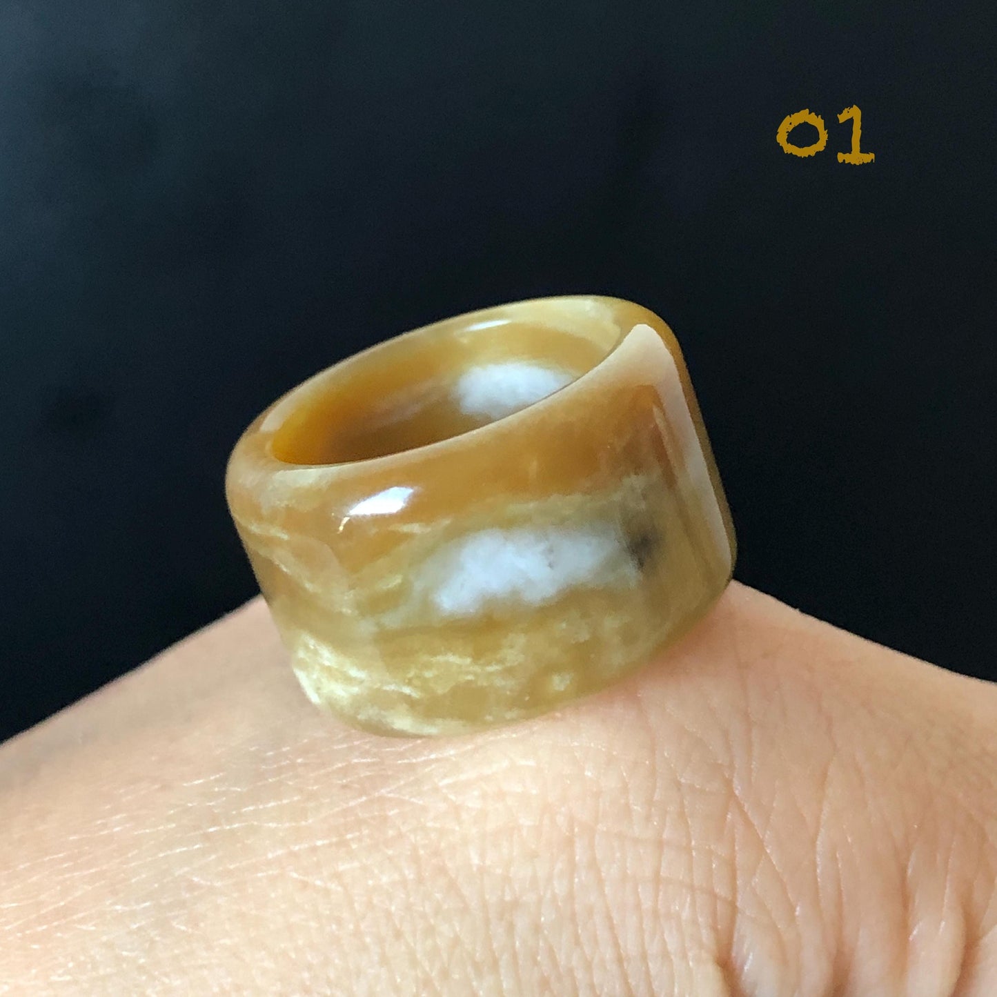 Natural Nephrite Jade Toffee Candy Wide Band Ring US 6.5-8.25：Untreated White and Brown Jade Women Statement Ring Thumb Ring  gift for her untreated jade stackable ring cocktail ring for men square ring vintage ring chinese jade stone ring thumb ring ring for men vintage ring antique ring jade cocktail ring jade band ring women statement ring toffee candy swirl pattern