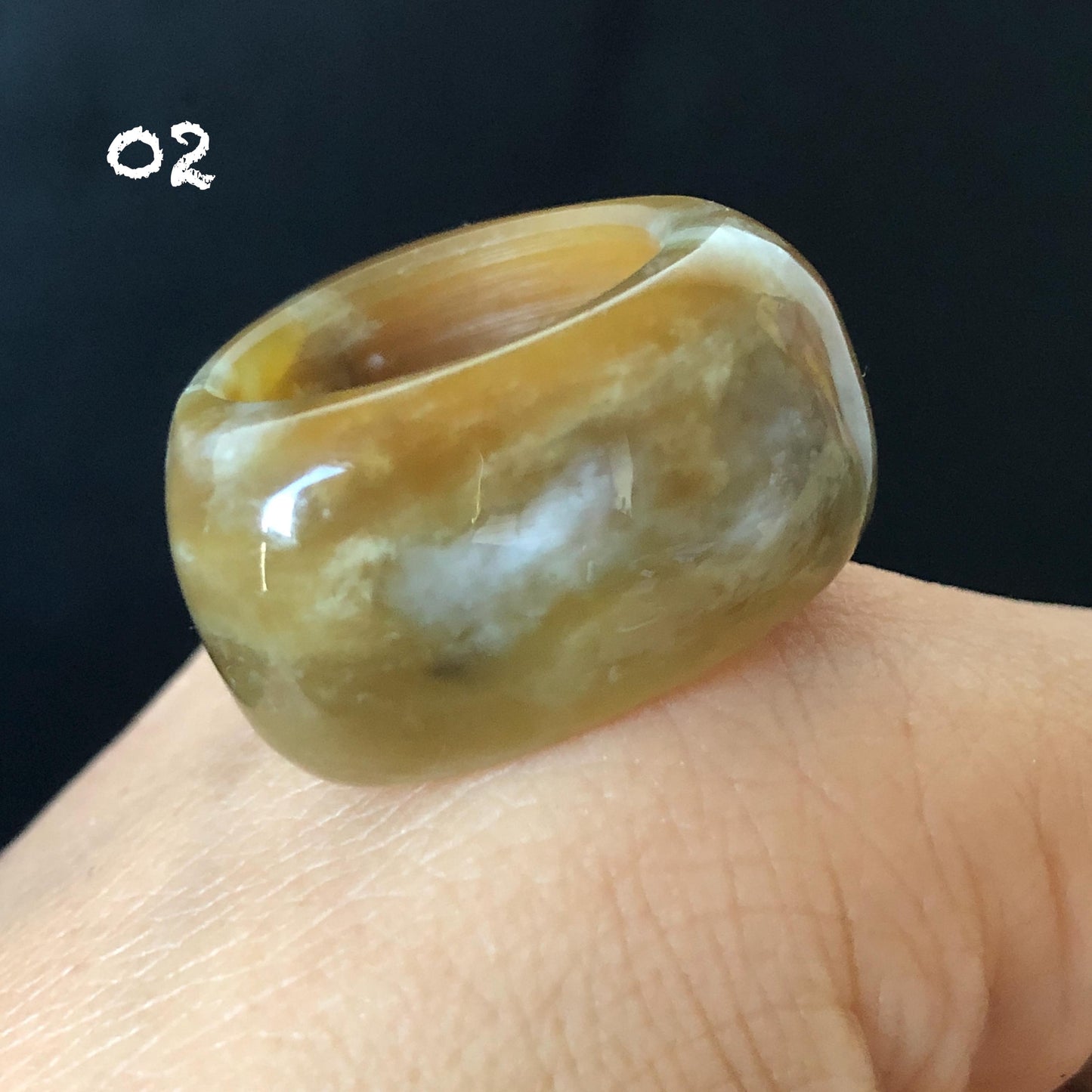 Natural Nephrite Jade Toffee Candy Wide Band Ring US 6.5-8.25：Untreated White and Brown Jade Women Statement Ring Thumb Ring  gift for her untreated jade stackable ring cocktail ring for men square ring vintage ring chinese jade stone ring thumb ring ring for men vintage ring antique ring jade cocktail ring jade band ring women statement ring toffee candy swirl pattern