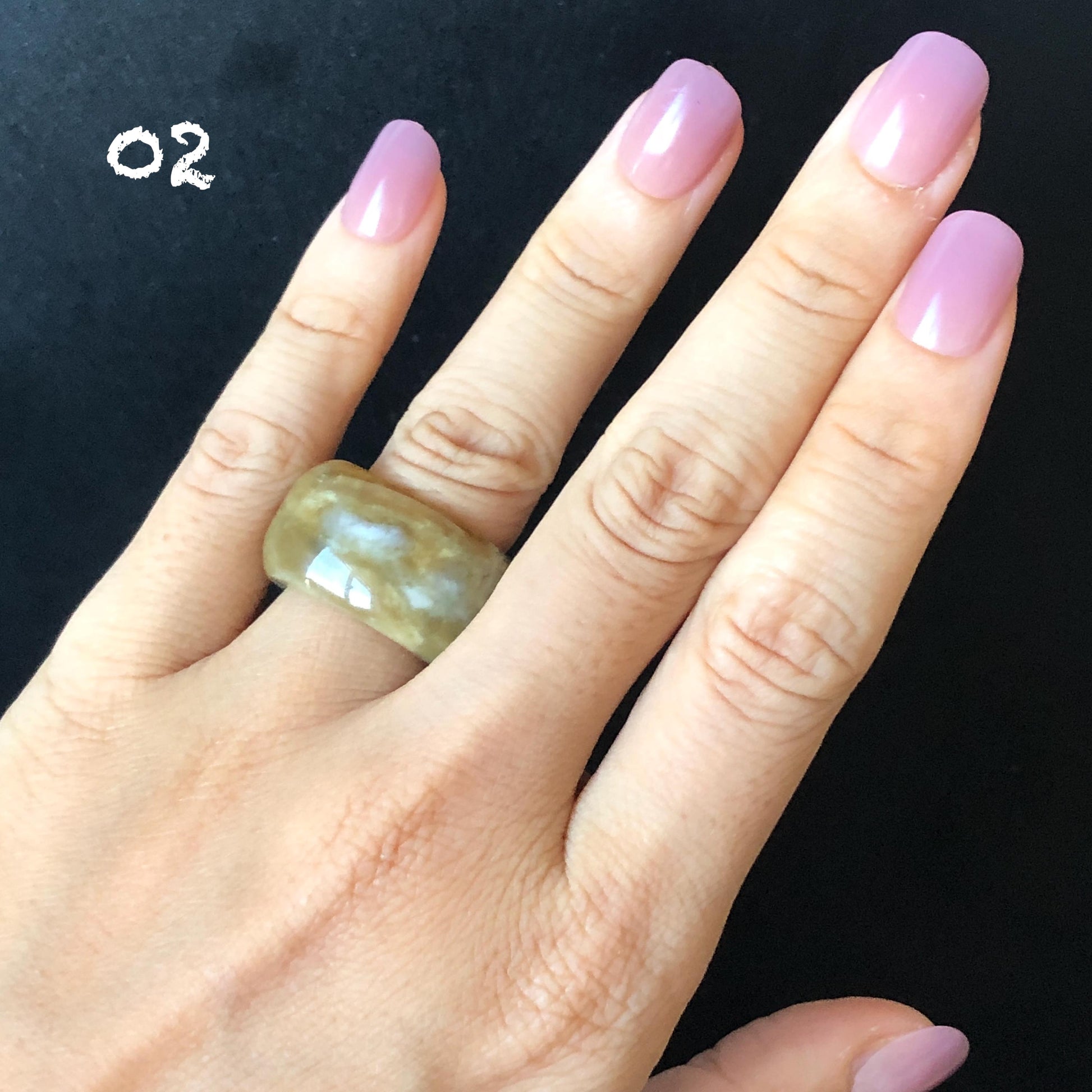 Natural Nephrite Jade Toffee Candy Wide Band Ring US 6.5-8.25：Untreated White and Brown Jade Women Statement Ring Thumb Ring  gift for her untreated jade stackable ring cocktail ring for men square ring vintage ring chinese jade stone ring thumb ring ring for men vintage ring antique ring jade cocktail ring jade band ring women statement ring toffee candy swirl pattern