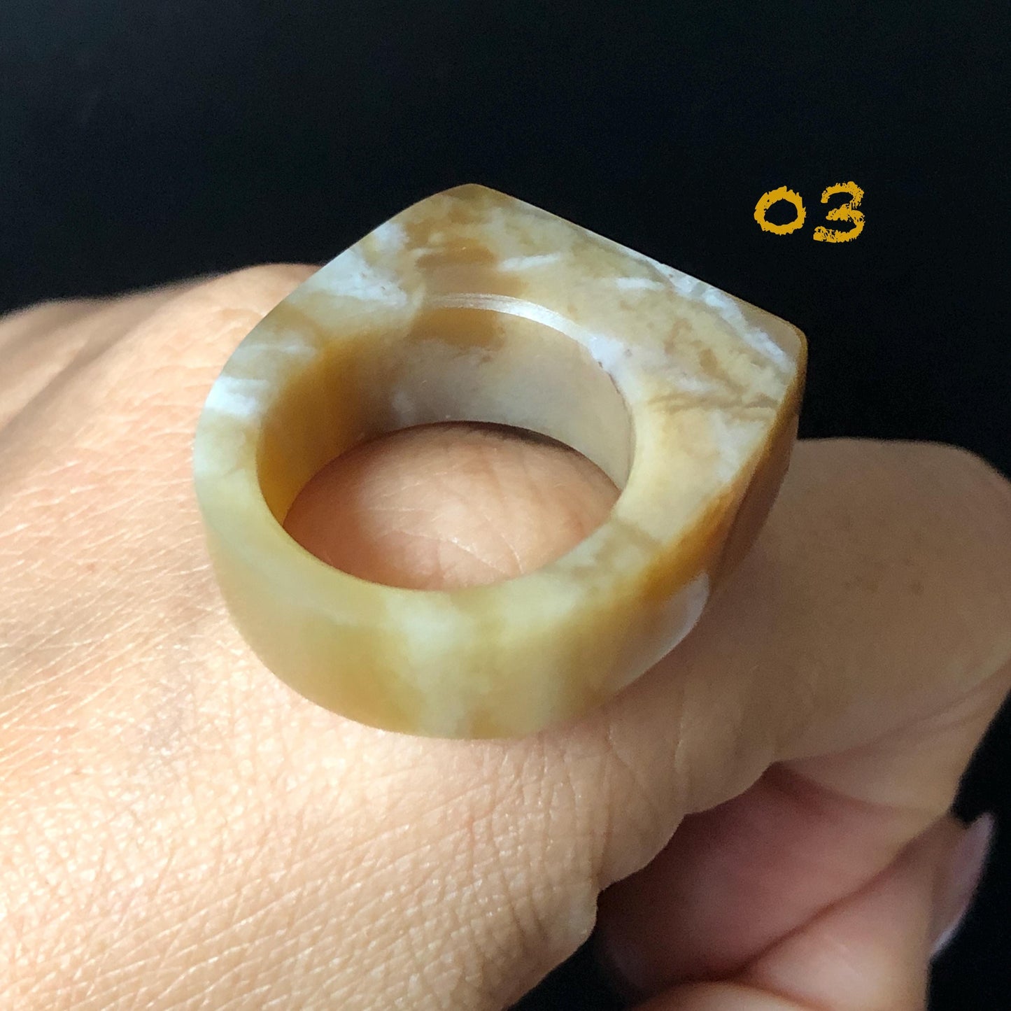 Natural Nephrite Jade Toffee Candy Wide Band Ring US 6.5-8.25：Untreated White and Brown Jade Women Statement Ring Thumb Ring  gift for her untreated jade stackable ring cocktail ring for men square ring vintage ring chinese jade stone ring thumb ring ring for men vintage ring antique ring jade cocktail ring jade band ring women statement ring toffee candy swirl pattern