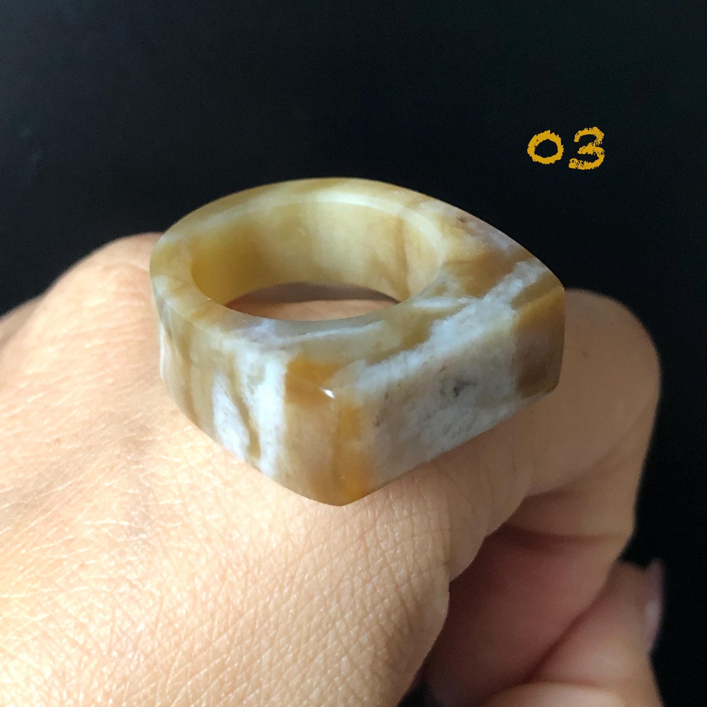 Natural Nephrite Jade Toffee Candy Wide Band Ring US 6.5-8.25：Untreated White and Brown Jade Women Statement Ring Thumb Ring  gift for her untreated jade stackable ring cocktail ring for men square ring vintage ring chinese jade stone ring thumb ring ring for men vintage ring antique ring jade cocktail ring jade band ring women statement ring toffee candy swirl pattern