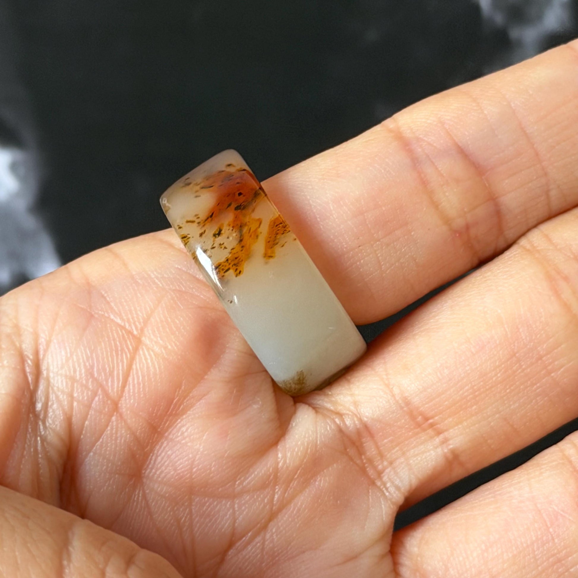 Xiu Jade Serpentine Hand Carved Nine-tailed Fox Statement Ring 17.7mm (US 7.5): Natural Brown Yellow White Jade 3D Fox Carving Stone Band Ring gift for her yellow jade carving white jade nine tail fox carving hand engraved statement ring peony carving hand carved flower carving moon carving moon ring natural untreated jade