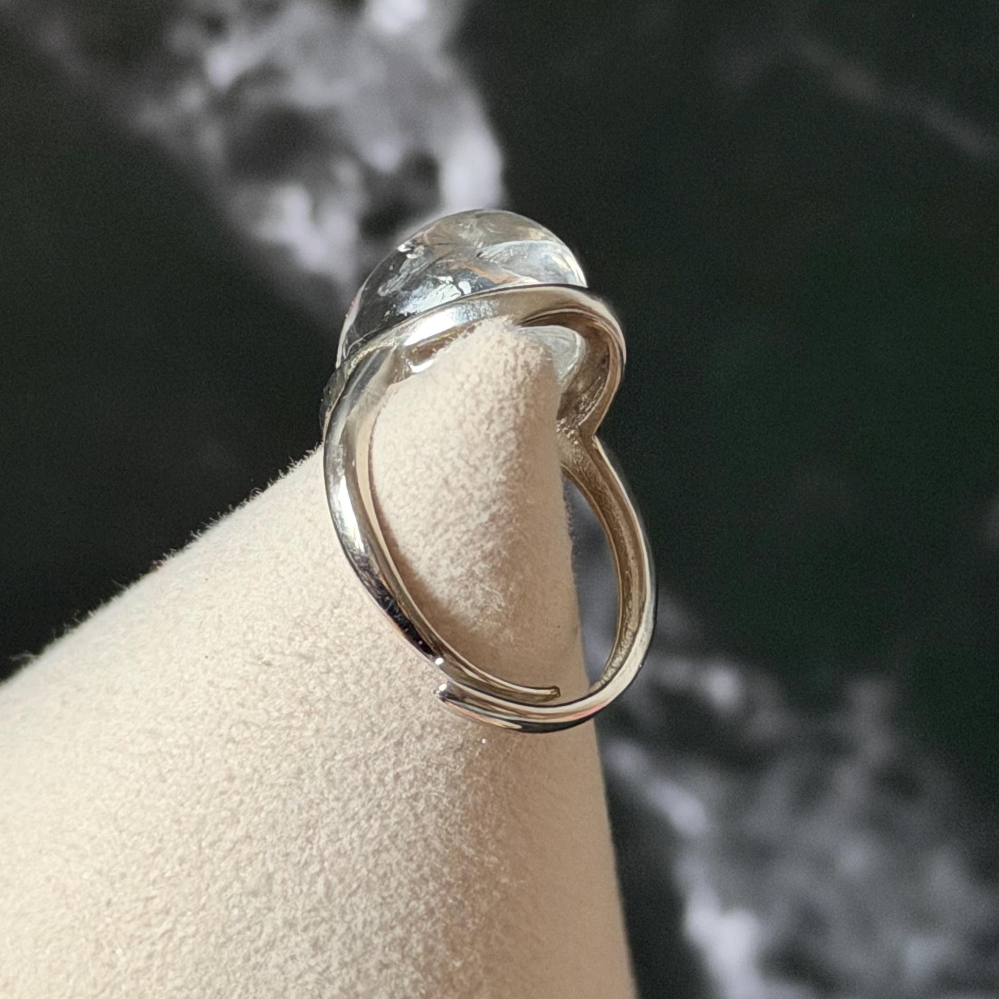 Rare-find! Polished Enhydro Quartz (Herkimer Diamond) S925 Silver Adjustable Ring: Rainbow! Moving White Sand & Big Clear Bubble Statement Ring for Women ring crystal band ring crystal cocktail ring crystal stackable ring 7 chakra crystal ring meditation crystal healing stone birthstone silver ring ring for men rainbow quartz