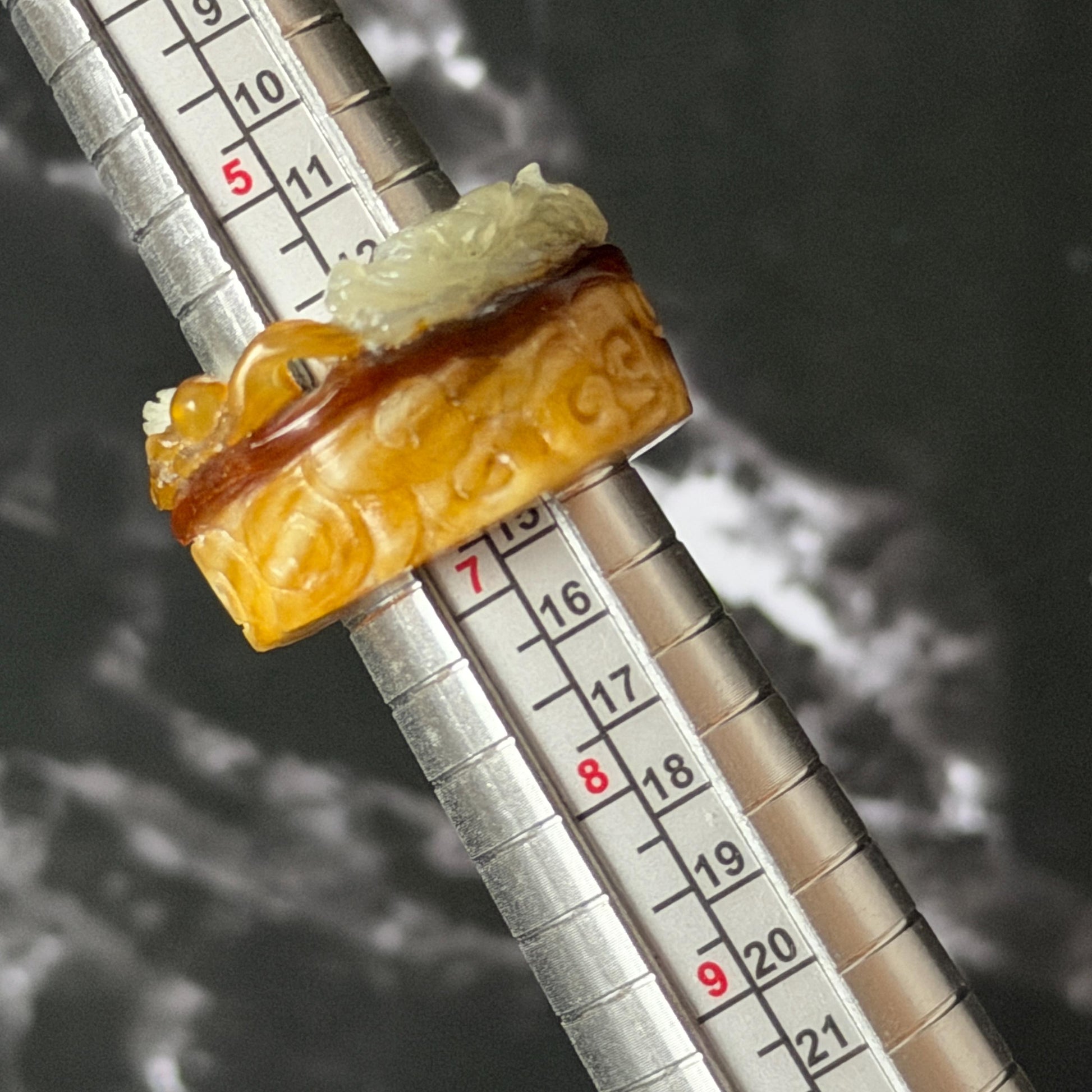 Xiu Jade Serpentine Hand Carved Spraying Fire Dragon Ring 17.3mm (US 6.5-6.75) : Natural Tri-colour Brown Yellow White Jade Statement ring  Band Ring gift for her white jade carving yellow jade brown jade tri colour jade dragon carving hand engraved statement ring hand carved flower natural untreated jade handcrafted jade ring hallow out style 3D carving Stone carving Gemstone Carving dragon Lover gift jade cocktail ring jade band ring thumb ring pendant