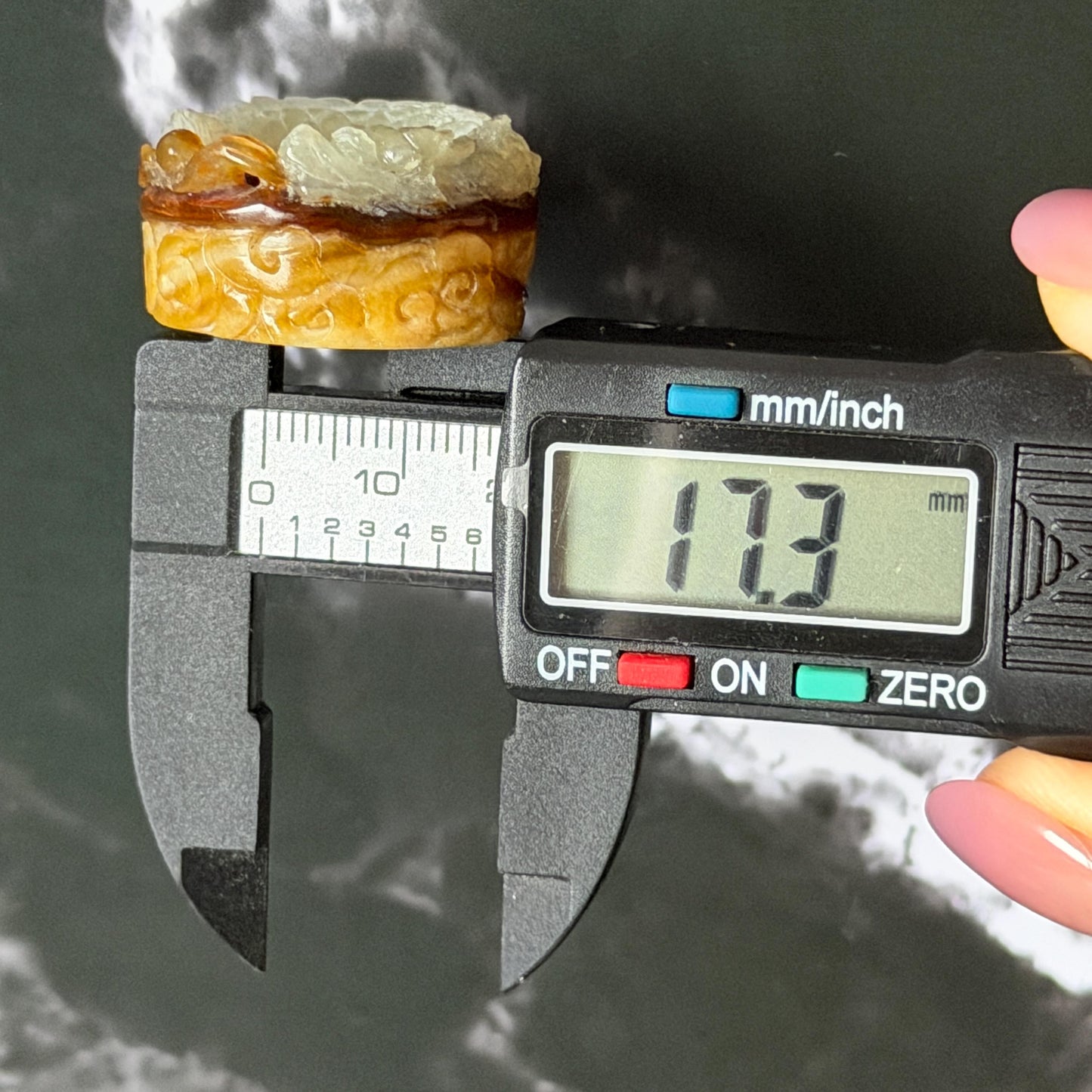 Xiu Jade Serpentine Hand Carved Spraying Fire Dragon Ring 17.3mm (US 6.5-6.75) : Natural Tri-colour Brown Yellow White Jade Statement ring  Band Ring gift for her white jade carving yellow jade brown jade tri colour jade dragon carving hand engraved statement ring hand carved flower natural untreated jade handcrafted jade ring hallow out style 3D carving Stone carving Gemstone Carving dragon Lover gift jade cocktail ring jade band ring thumb ring pendant