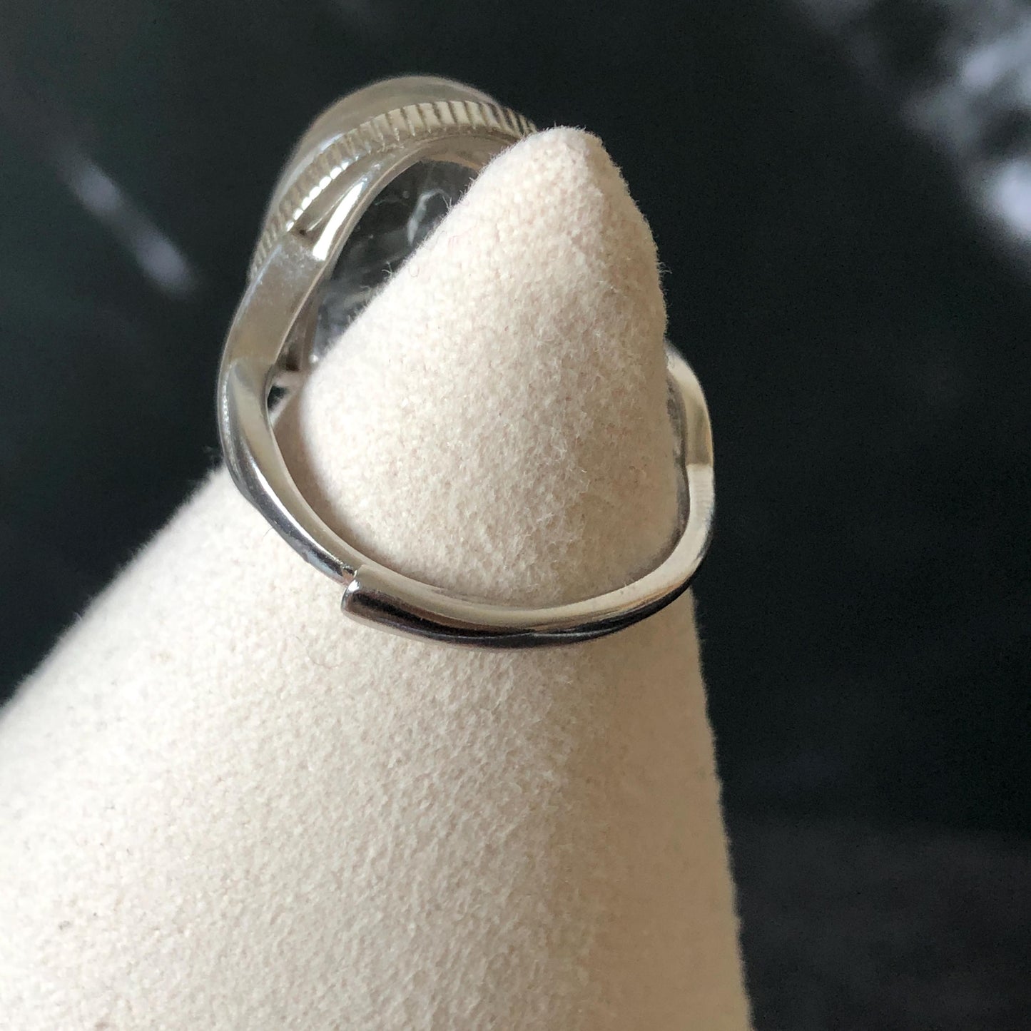 Polished Enhydro Quartz (Herkimer Diamond) S925 Silver Adjustable Ring: Rainbow! Moving Sand and Bubble Inclusion Crystal Statement Ring for Women ring crystal band ring crystal cocktail ring crystal stackable ring 7 chakra crystal ring meditation crystal healing stone birthstone silver ring ring for men rainbow quartz inclusion quartz inclusion crystal minerals specimen silver ring free size ring adjustable ring holder