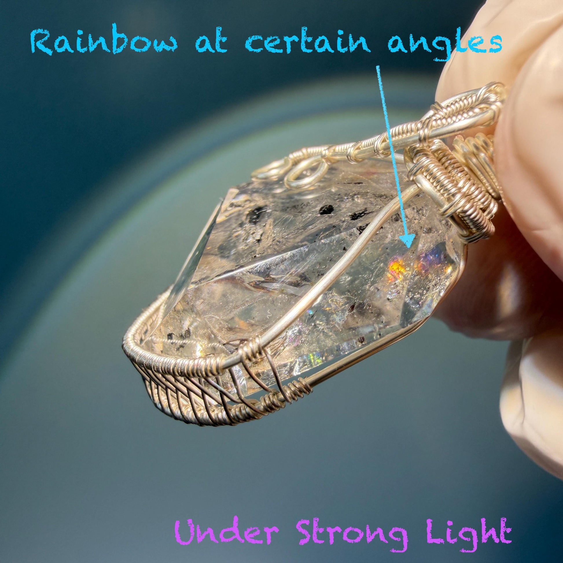 Rare Polished Enhydro Quartz (Herkimer Diamond) Mini Wire Wrapped Pendant Adjustable Necklace: Moving Sand & Black Bubble Inclusion Crystal | Natural Gemstone Birthstone Gift for her enhydro quartz sand water-fall pendant necklace choker gemstone charm stone pendant choker polished stone pendant crystal charm birthstone gift for her men necklace chakra crystal purify stone minerals specimen adjustable choker mica quartz silver wire wrapped pendant inlcusion crystal inclusion quartz jewelry
