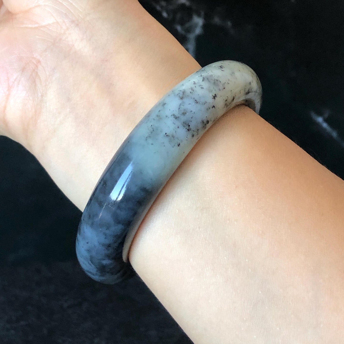 56.5mm Xiu Jade Serpentine Hand Carved Peony Flowers 55.7mm Xiu Jade Serpentine Hand Carved Lotus Flower Bangle: Natural Black White Brown Jade Handcrafted Bracelet, Stone Carving Gemstone Jewelry Gift for her wide jade bangle jade carving hand engraved stone carving natural untreated jade bracelet black jade white jade black jade brown jade handcraft jade lotus carving flower carving chinese jade vintage bangle antique bracelet sesame bracelet multi colour jade