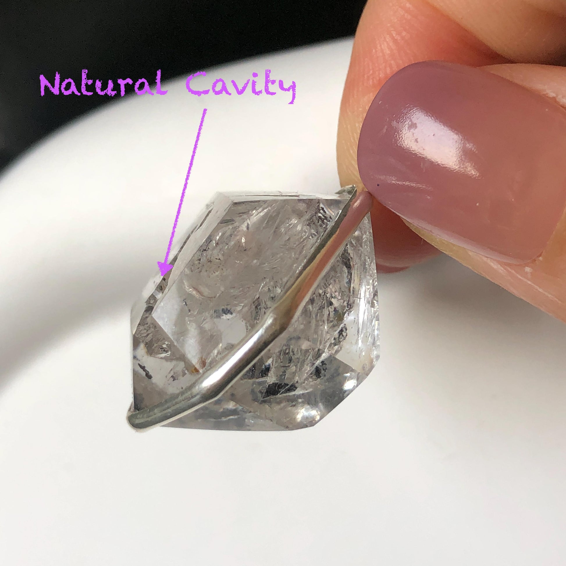 Rare Polished Enhydro Quartz (Herkimer Diamond) S925 Silver Pendant Adjustable Necklace | 2 Sites of Moving Sand & Clear Bubble Inclusion Crystal | Natural Gemstone Birthstone Gift for her men necklace chakra crystal purify stone minerals specimen adjustable choker silver pendant inclusion crystal inclusion quartz jewelry rainbow quartz choker necklace enhydro crystal S925 silver pendant
