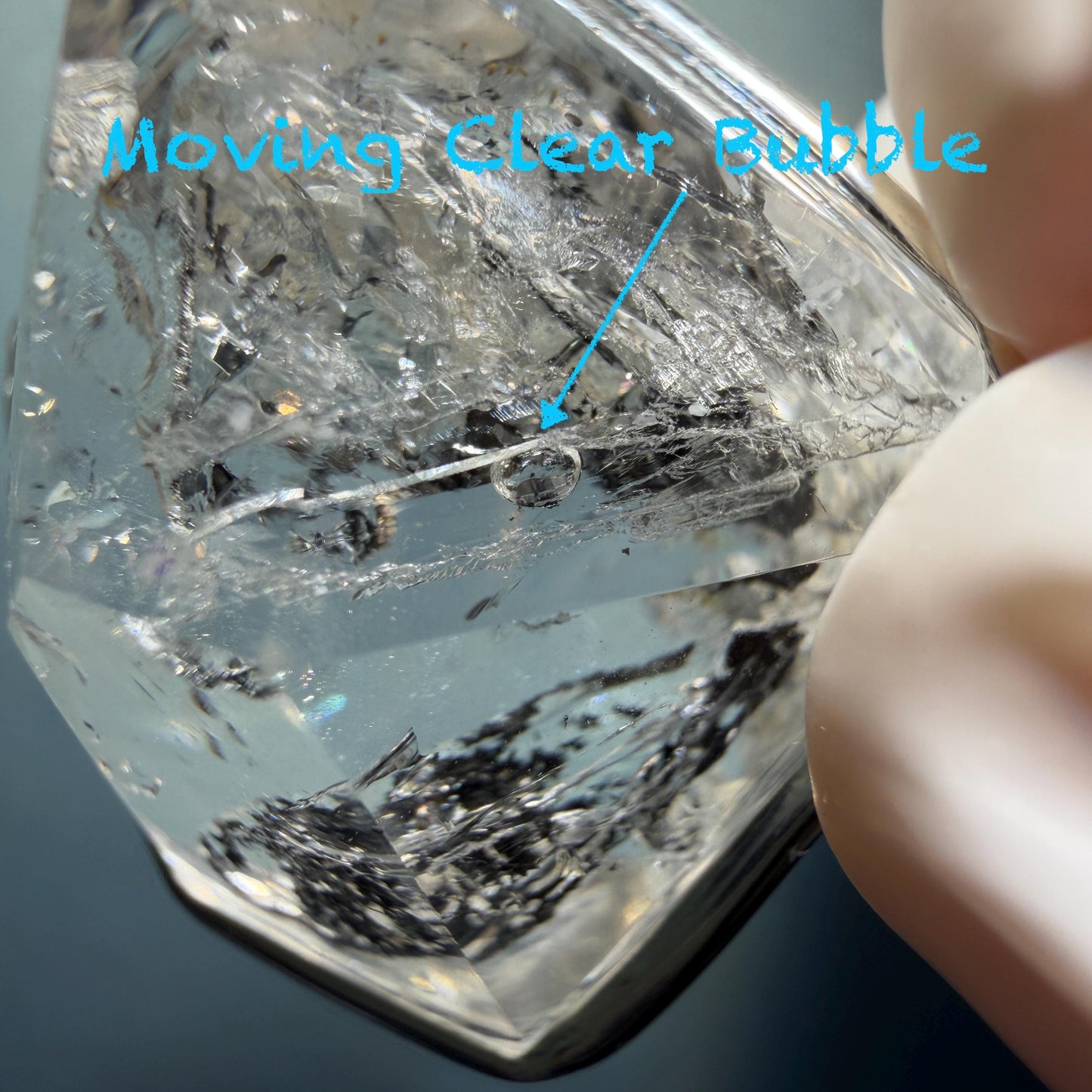 Rare Polished Enhydro Quartz (Herkimer Diamond) S925 Silver Pendant Adjustable Necklace | 2 Sites of Moving Sand & Clear Bubble Inclusion Crystal | Natural Gemstone Birthstone Gift for her men necklace chakra crystal purify stone minerals specimen adjustable choker silver pendant inclusion crystal inclusion quartz jewelry rainbow quartz choker necklace enhydro crystal S925 silver pendant