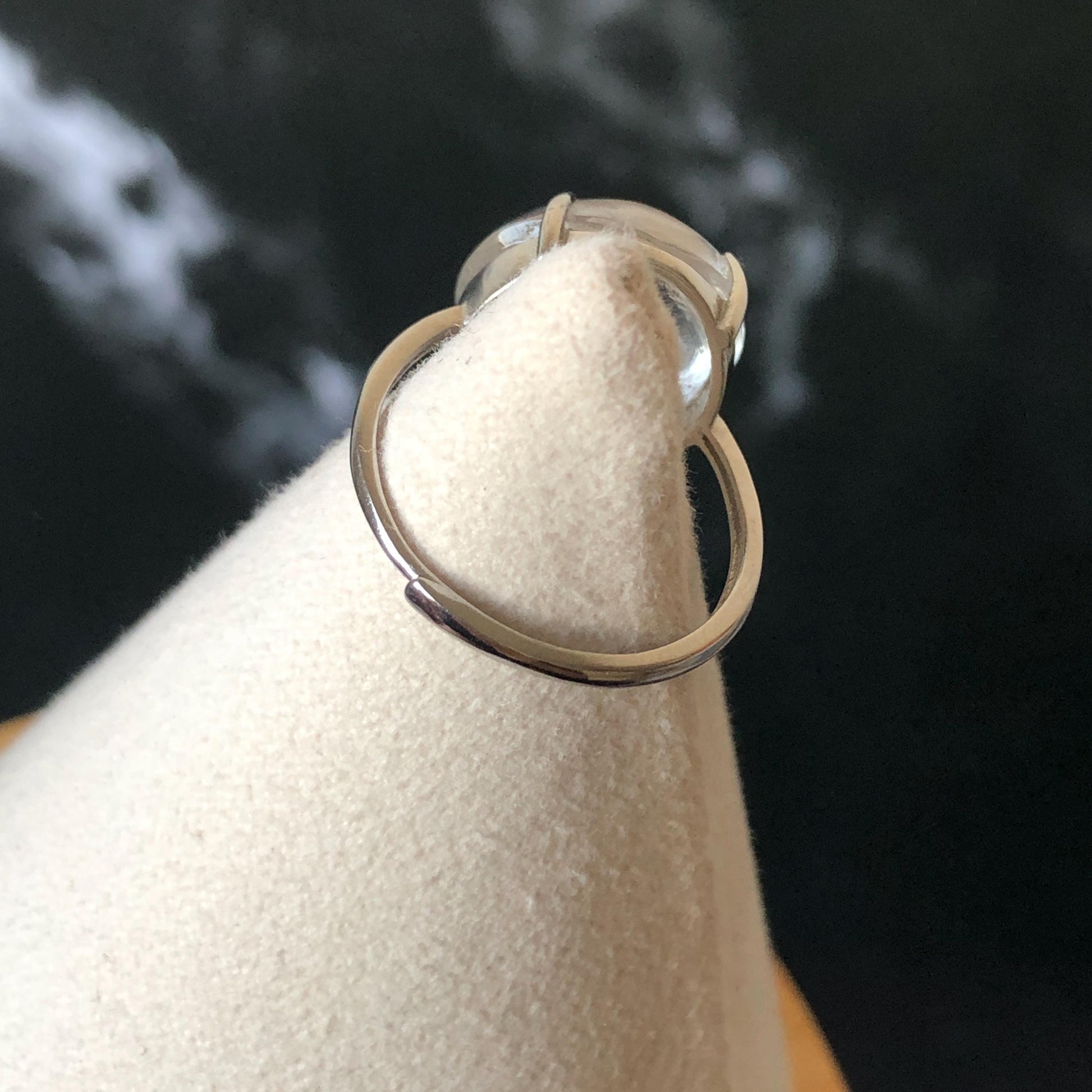 Rare Polished Enhydro Quartz (Herkimer Diamond) S925 Silver Adjustable Ring: Rainbow! Moving Sand & Black Bubble Statement Ring for Women ring crystal band ring crystal cocktail ring crystal stackable ring 7 chakra crystal ring meditation crystal healing stone birthstone silver ring ring for men rainbow quartz inclusion quartz inclusion crystal minerals specimen silver ring free size ring adjustable ring holder