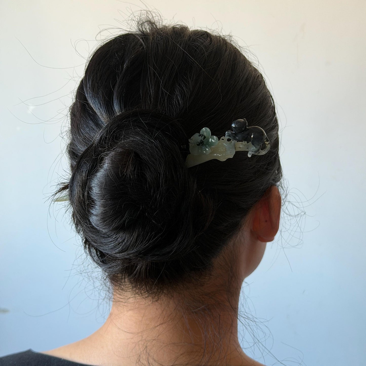 Xiu Jade Serpentine Hand Carved Cat Kitten with Butterfly Hair Pin | Natural Certified Yellow & Blue Jade Handcrafted Flower Hair Stick | Cat Lover Gift for her blue jade yellow jade brown jade carving frosty blue jade sky blue jade cat carving kitten carving hand engraved cat hair stick hand carved kitten hairpins japanese hair clip korean hair fork vintage hair comb hanfu hair pins untreated jade with certificate butterfly carving butterfly hair stick flower carving 3D stone carving