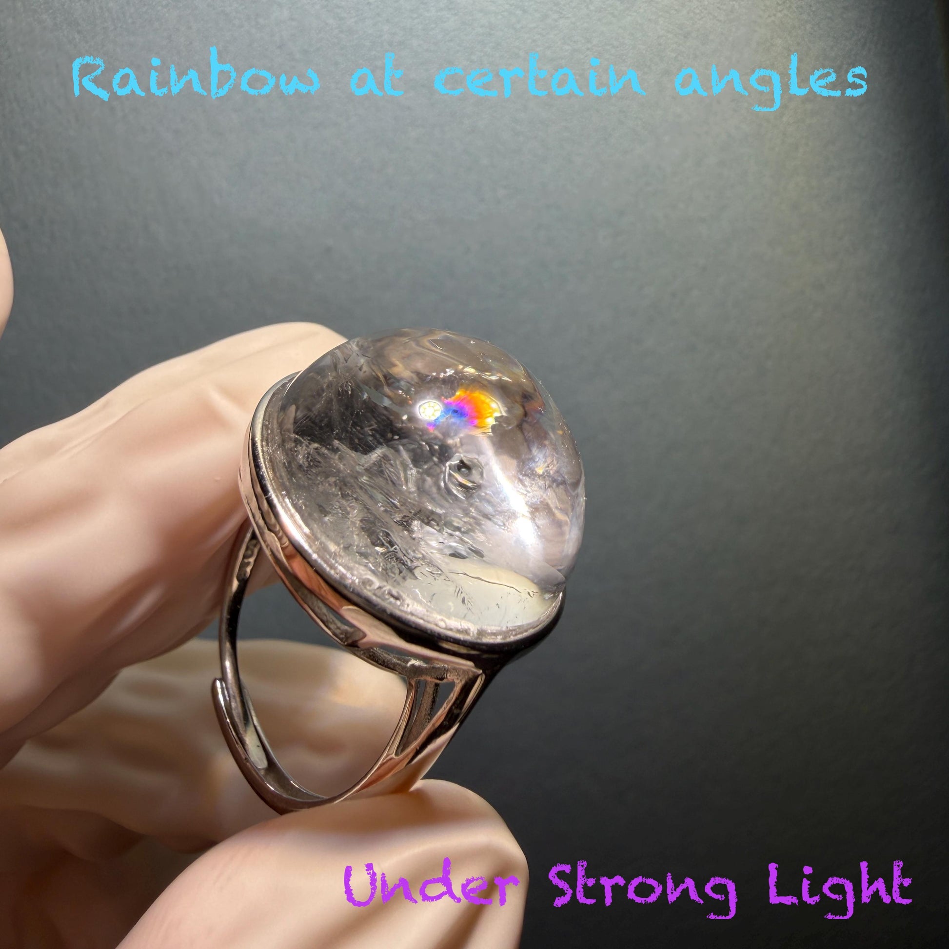 Enhydro Quartz (Herkimer Diamond) S925 Sliver Adjustable Ring: Rare Polished Crystal with Moving Sand & Black Bubble in Manifestation Quartz Natural Gemstone Birthstone Gift for her Statement Ring for Women ring crystal band ring crystal cocktail ring crystal stackable ring 7 chakra crystal ring meditation crystal healing stone birthstone silver ring ring for men rainbow quartz minerals specimen inclusion quartz quartz in quartz