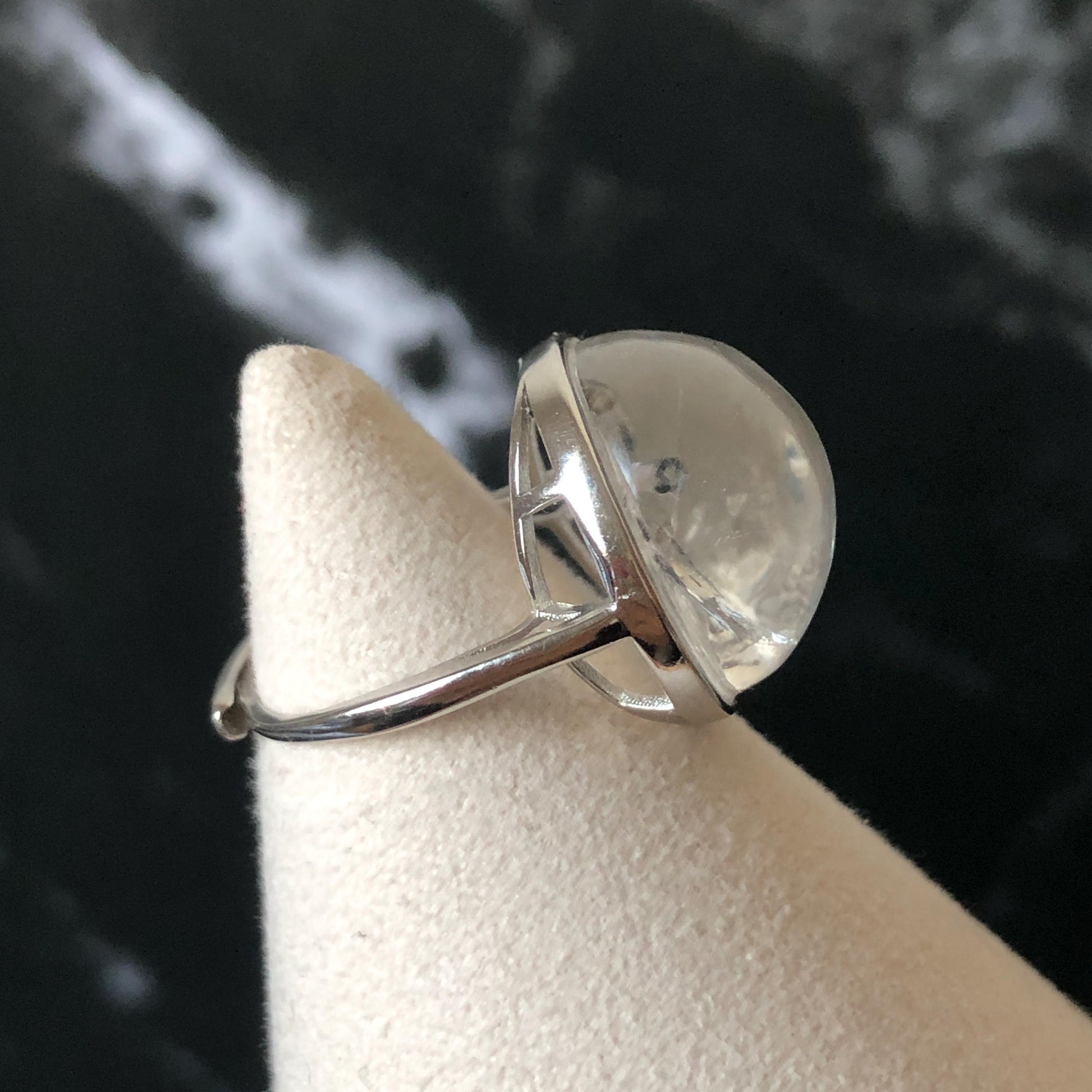 Enhydro Quartz (Herkimer Diamond) S925 Sliver Adjustable Ring: Rare Polished Crystal with Moving Sand & Black Bubble in Manifestation Quartz Natural Gemstone Birthstone Gift for her Statement Ring for Women ring crystal band ring crystal cocktail ring crystal stackable ring 7 chakra crystal ring meditation crystal healing stone birthstone silver ring ring for men rainbow quartz minerals specimen inclusion quartz quartz in quartz