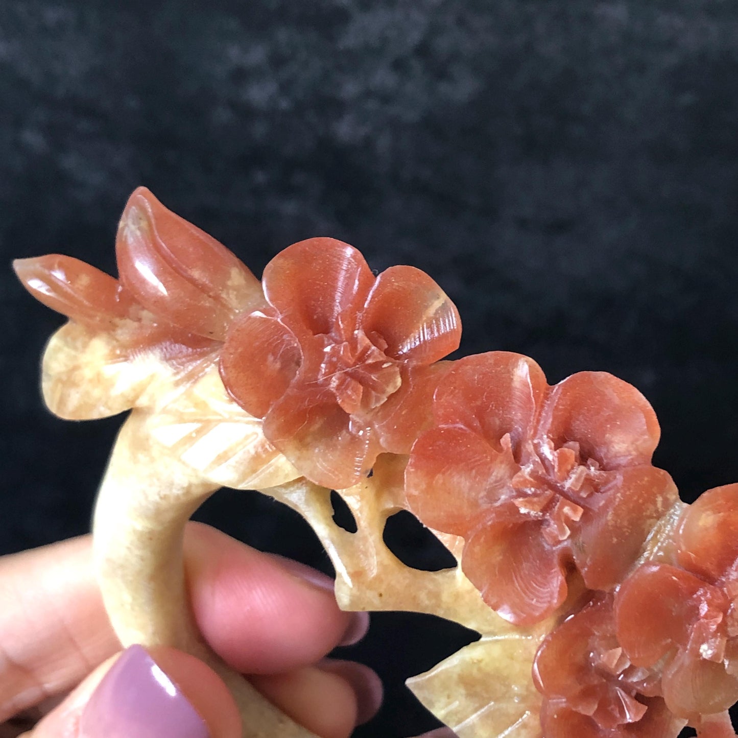 Xiu Jade Serpentine Hand Carved Plum Blossom Flower Hair Pin: Certified Natural Yellow and Red Jade Hair Stick, Asian Vintage Hair Fork Chinese Vintage Hanfu Antique Bridal Hair Fork Gift for her japanese hairpin korean hair stick chinese hair fork vintage hair comb antique hair pins hanfu hair stick bridal shower hair jewelry wedding headpiece engagement hair accessory jade carving hand engraved jade hand carved flower jade hairpins untreated natural jade with certificate flower carving