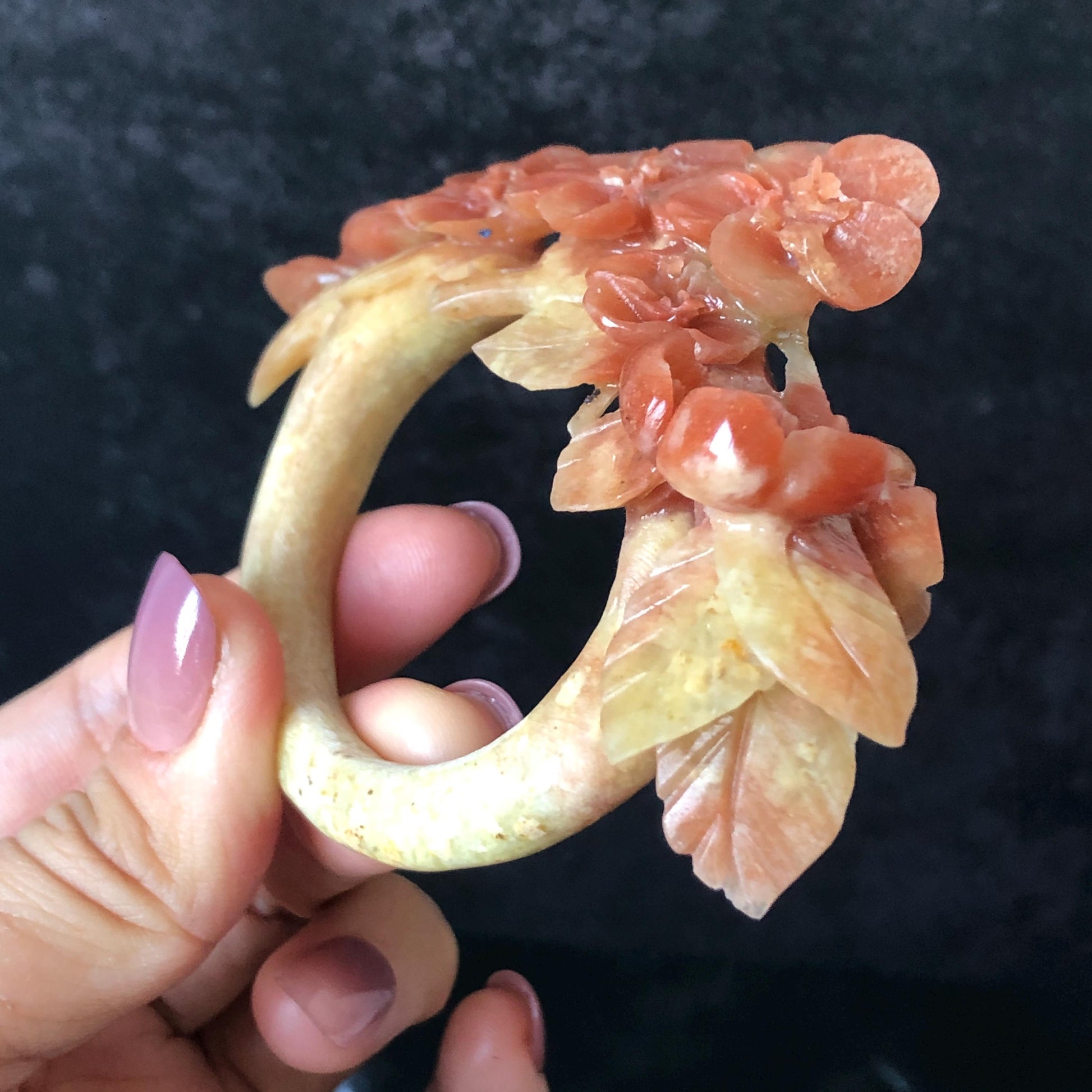 Xiu Jade Serpentine Hand Carved Plum Blossom Flower Hair Pin: Certified Natural Yellow and Red Jade Hair Stick, Asian Vintage Hair Fork Chinese Vintage Hanfu Antique Bridal Hair Fork Gift for her japanese hairpin korean hair stick chinese hair fork vintage hair comb antique hair pins hanfu hair stick bridal shower hair jewelry wedding headpiece engagement hair accessory jade carving hand engraved jade hand carved flower jade hairpins untreated natural jade with certificate flower carving