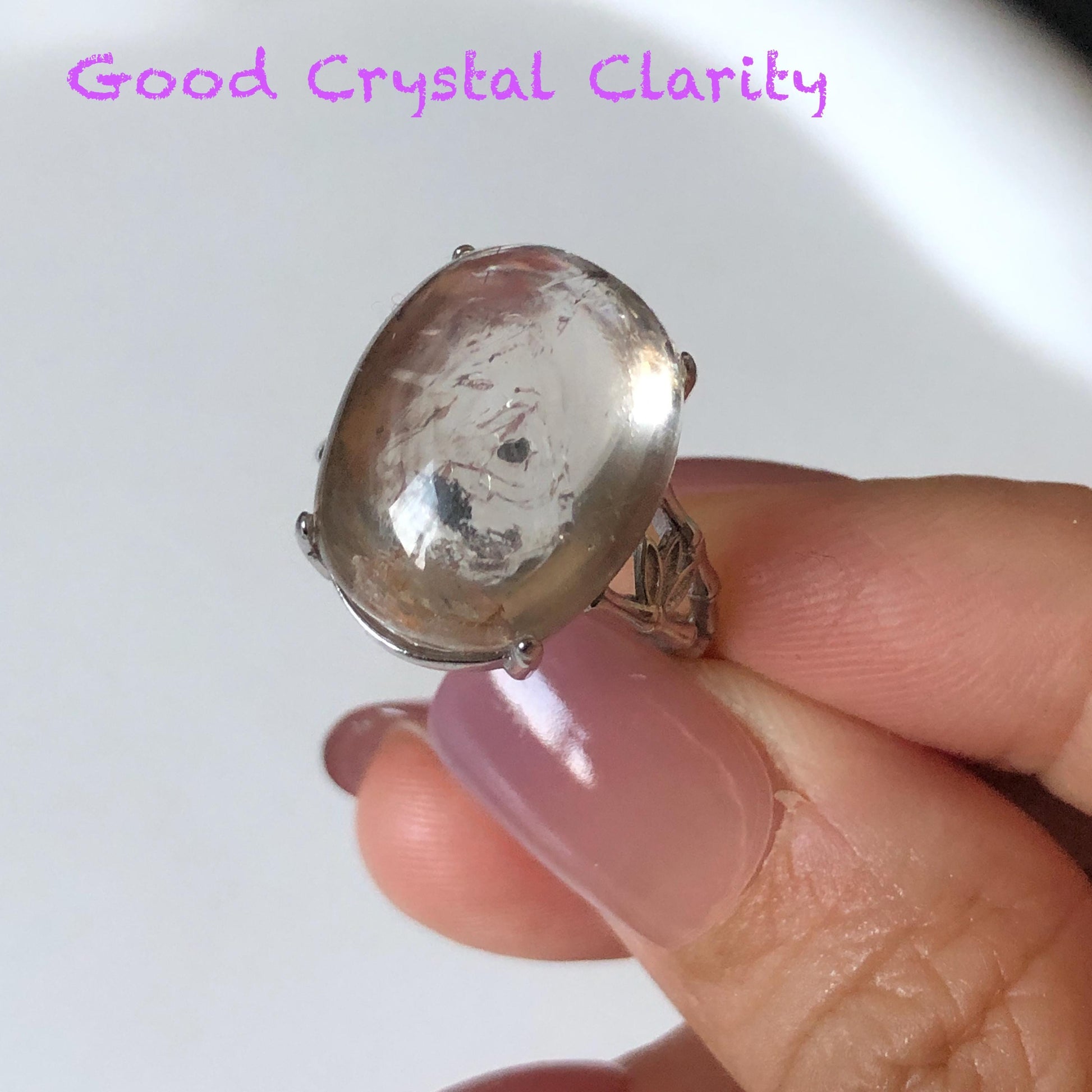 Polished Smoky Enhydro Quartz (Herkimer Diamond) S925 Silver Adjustable Ring: Mild Rainbow Moving Sand, Black Bubble, yellow clay Inclusion Crystal Statement Ring for Women  ring crystal band ring crystal cocktail ring crystal stackable ring 7 chakra crystal ring meditation crystal healing stone birthstone silver ring ring for men rainbow quartz inclusion quartz inclusion crystal minerals specimen silver ring free size ring adjustable ring holder