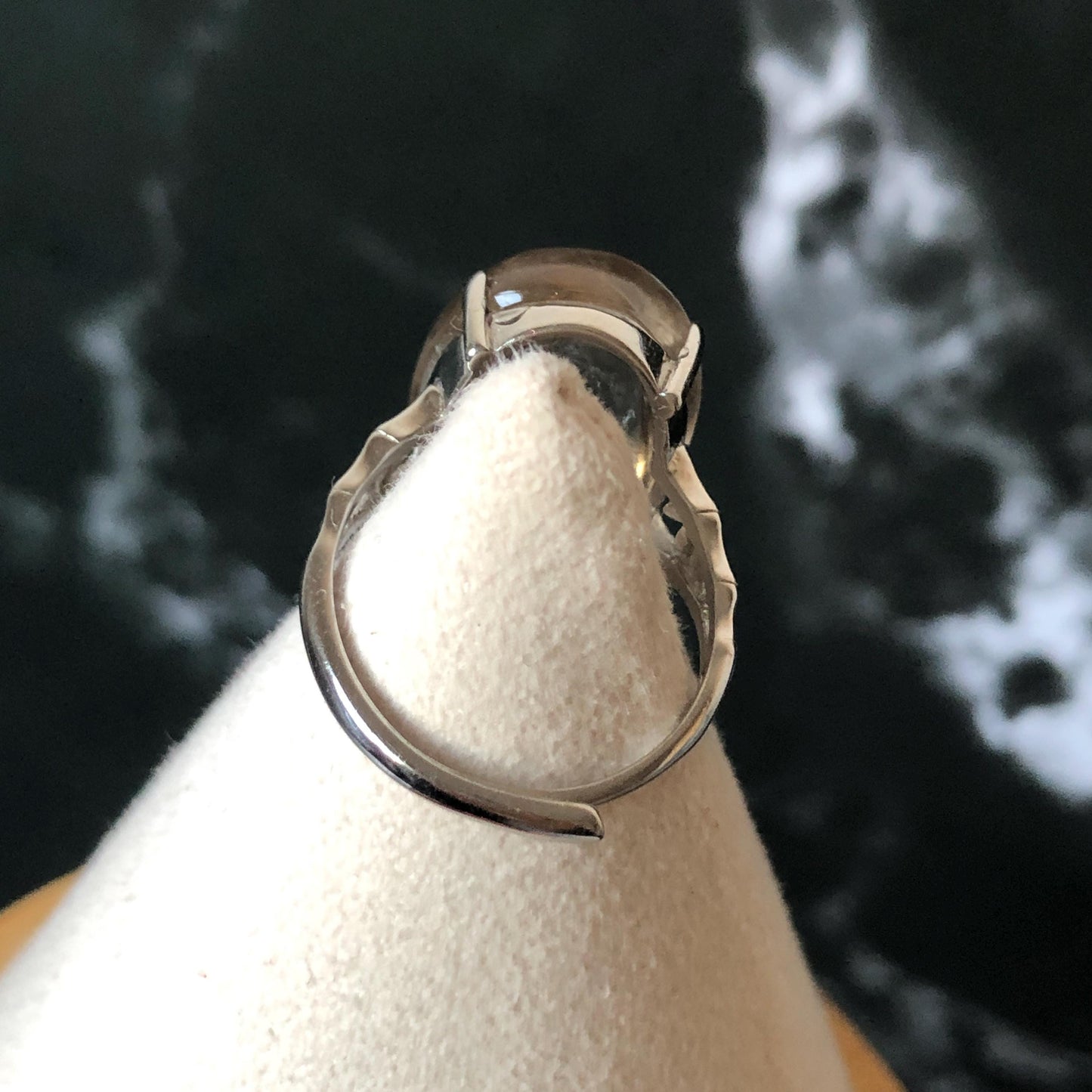 Polished Smoky Enhydro Quartz (Herkimer Diamond) S925 Silver Adjustable Ring: Mild Rainbow Moving Sand, Black Bubble, yellow clay Inclusion Crystal Statement Ring for Women  ring crystal band ring crystal cocktail ring crystal stackable ring 7 chakra crystal ring meditation crystal healing stone birthstone silver ring ring for men rainbow quartz inclusion quartz inclusion crystal minerals specimen silver ring free size ring adjustable ring holder