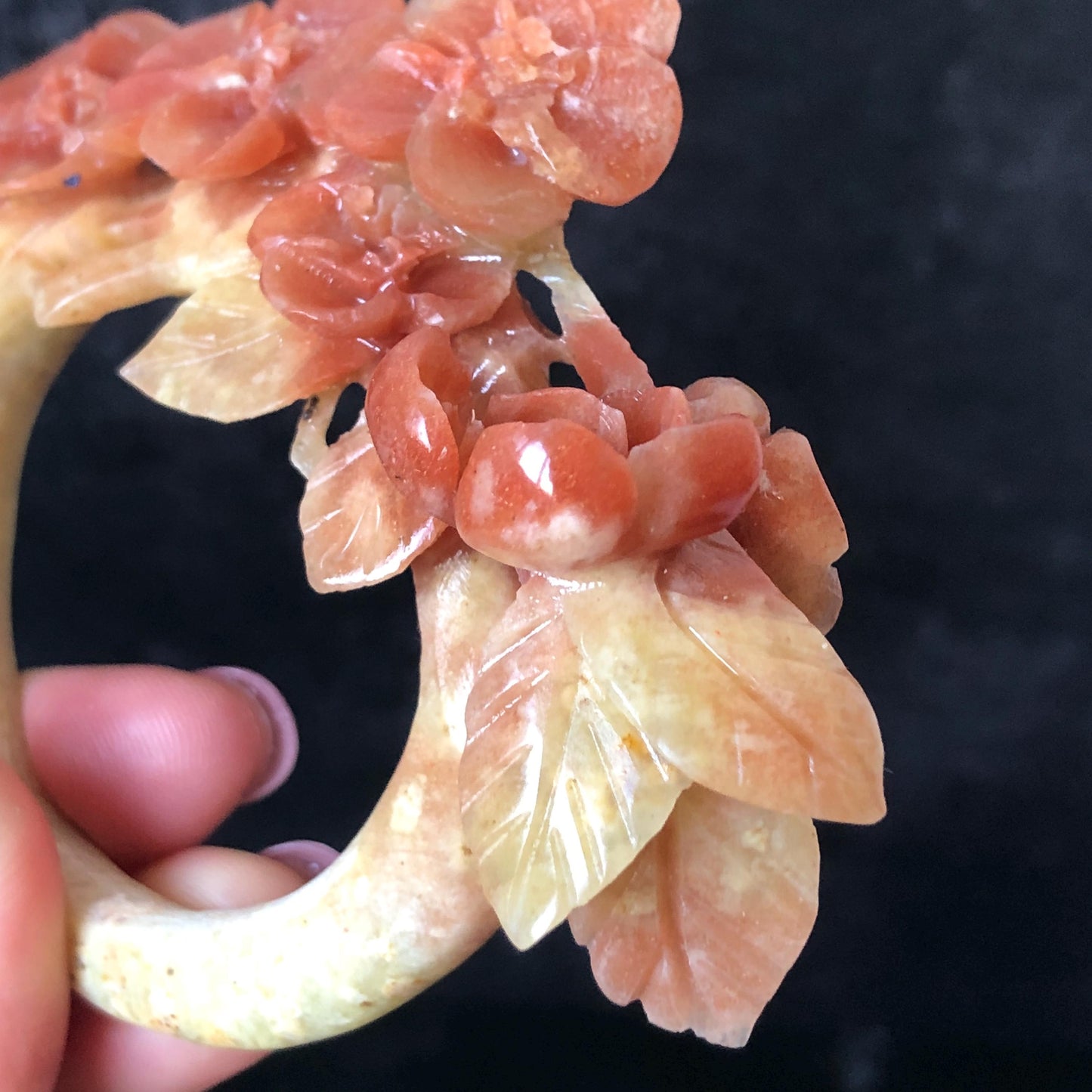 Xiu Jade Serpentine Hand Carved Plum Blossom Flower Hair Pin: Certified Natural Yellow and Red Jade Hair Stick, Asian Vintage Hair Fork Chinese Vintage Hanfu Antique Bridal Hair Fork Gift for her japanese hairpin korean hair stick chinese hair fork vintage hair comb antique hair pins hanfu hair stick bridal shower hair jewelry wedding headpiece engagement hair accessory jade carving hand engraved jade hand carved flower jade hairpins untreated natural jade with certificate flower carving