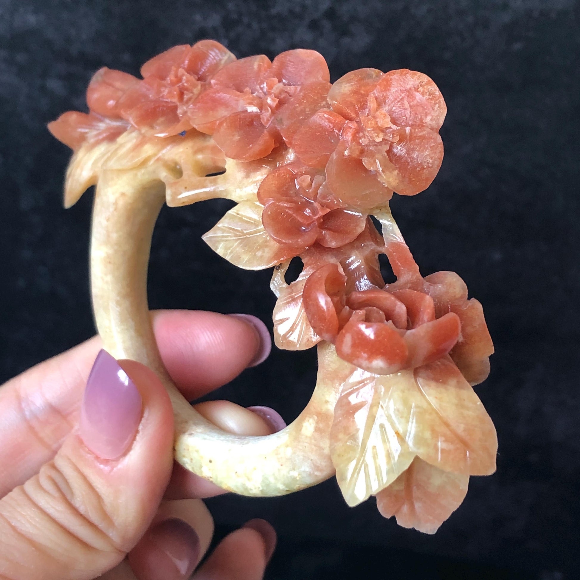 Xiu Jade Serpentine Hand Carved Plum Blossom Flower Hair Pin: Certified Natural Yellow and Red Jade Hair Stick, Asian Vintage Hair Fork Chinese Vintage Hanfu Antique Bridal Hair Fork Gift for her japanese hairpin korean hair stick chinese hair fork vintage hair comb antique hair pins hanfu hair stick bridal shower hair jewelry wedding headpiece engagement hair accessory jade carving hand engraved jade hand carved flower jade hairpins untreated natural jade with certificate flower carving