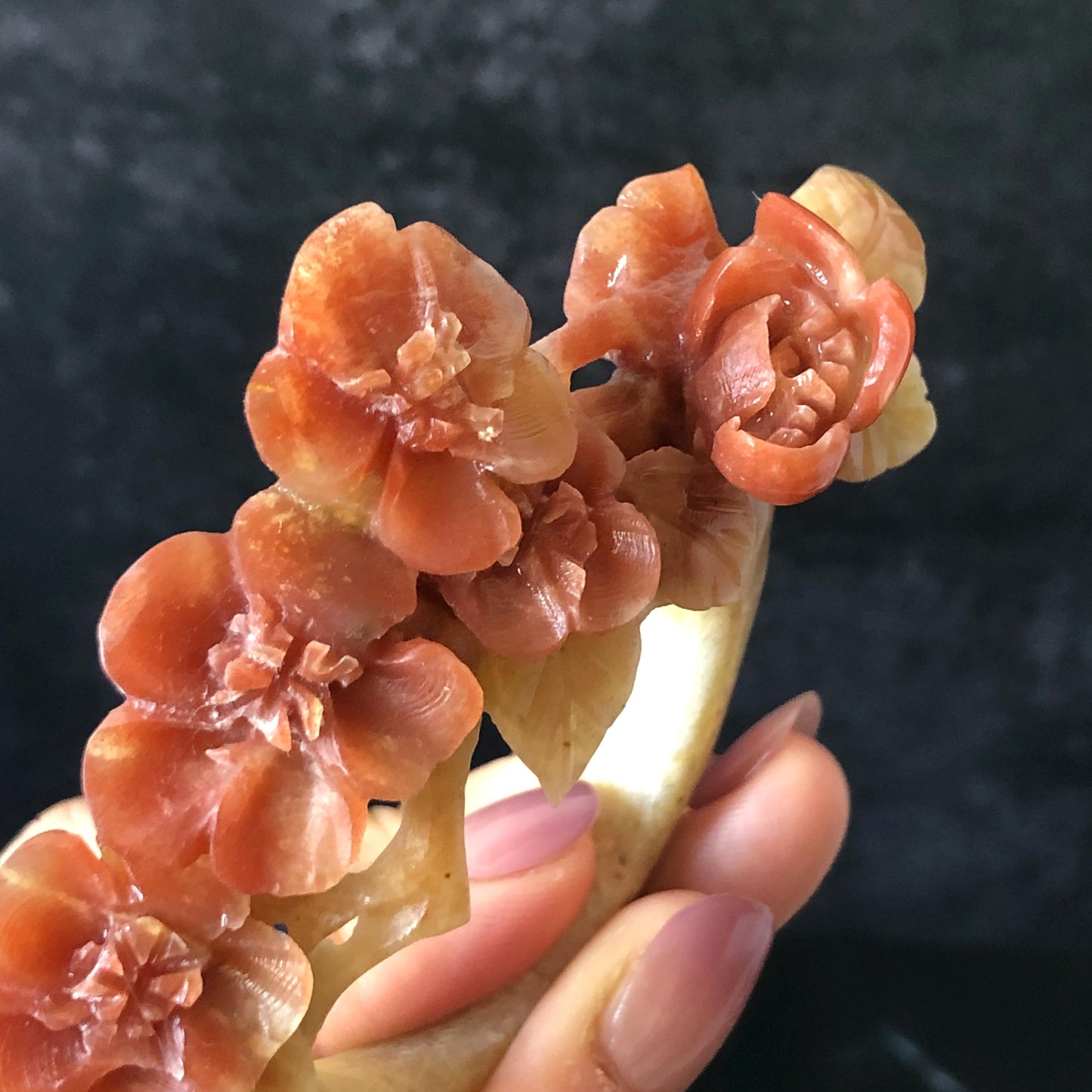 Xiu Jade Serpentine Hand Carved Plum Blossom Flower Hair Pin: Certified Natural Yellow and Red Jade Hair Stick, Asian Vintage Hair Fork Chinese Vintage Hanfu Antique Bridal Hair Fork Gift for her japanese hairpin korean hair stick chinese hair fork vintage hair comb antique hair pins hanfu hair stick bridal shower hair jewelry wedding headpiece engagement hair accessory jade carving hand engraved jade hand carved flower jade hairpins untreated natural jade with certificate flower carving