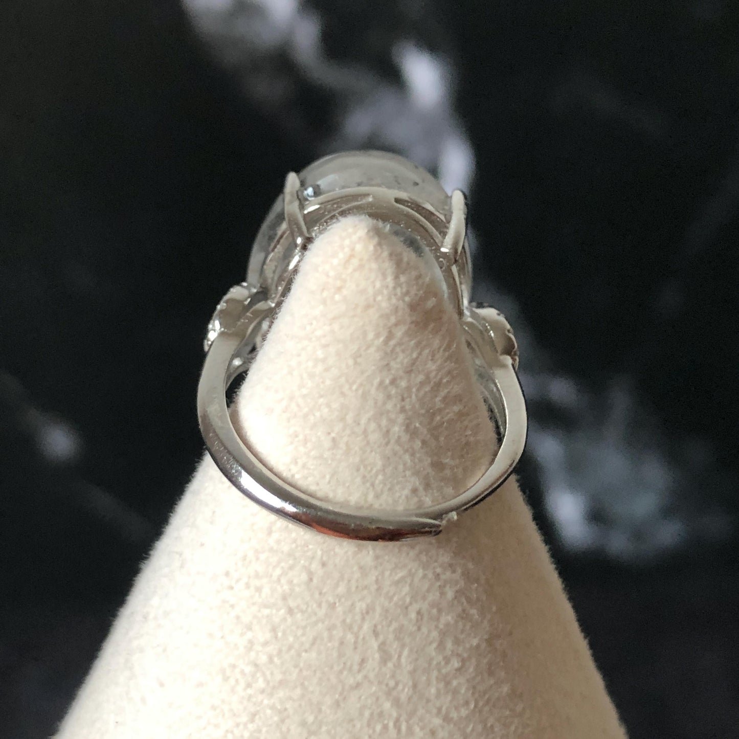 Polished Enhydro Quartz (Herkimer Diamond) S925 Silver Adjustable Ring: Big Rainbow! Moving Sand Inclusion Crystal Statement Ring for Women ring crystal band ring crystal cocktail ring crystal stackable ring 7 chakra crystal ring meditation crystal healing stone birthstone silver ring ring for men rainbow quartz inclusion quartz inclusion crystal minerals specimen silver ring free size ring adjustable ring holder rain quartz