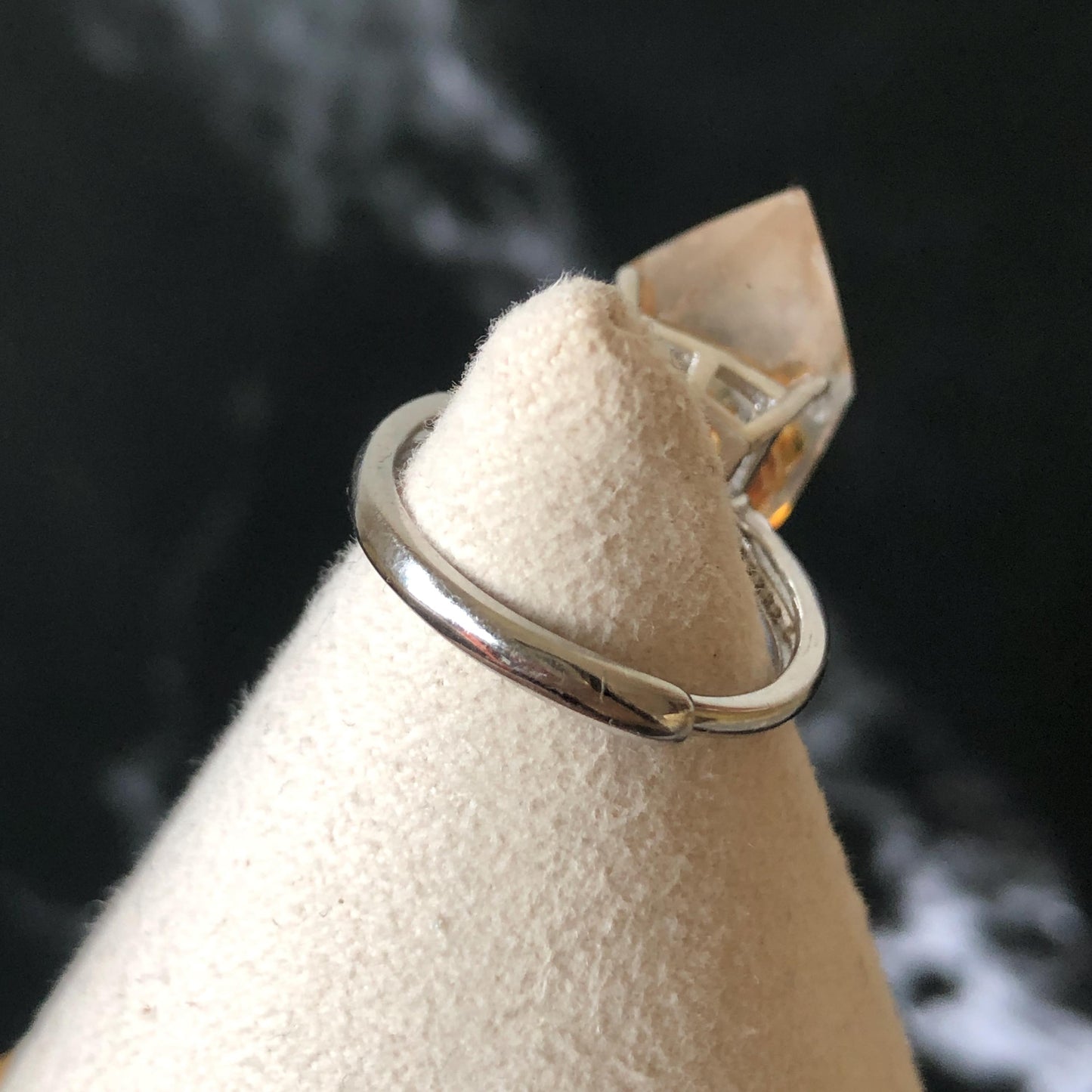 Polished Petroleum Enhydro Quartz S925 Silver Adjustable Ring: Clear Bubble in Golden Red Petroleum Oil Inclusion | Natural Gemstone Birthstone Gift for her golden red oil enhydro quartz cocktail ring for women bold ring for men meditation rock healing stone chakra crystal big size ring crystal band ring herkimer diamond silver ring stackable ring women statement ring minerals specimen inclusion quartz inclusion crystal cocktail ring stackable ring