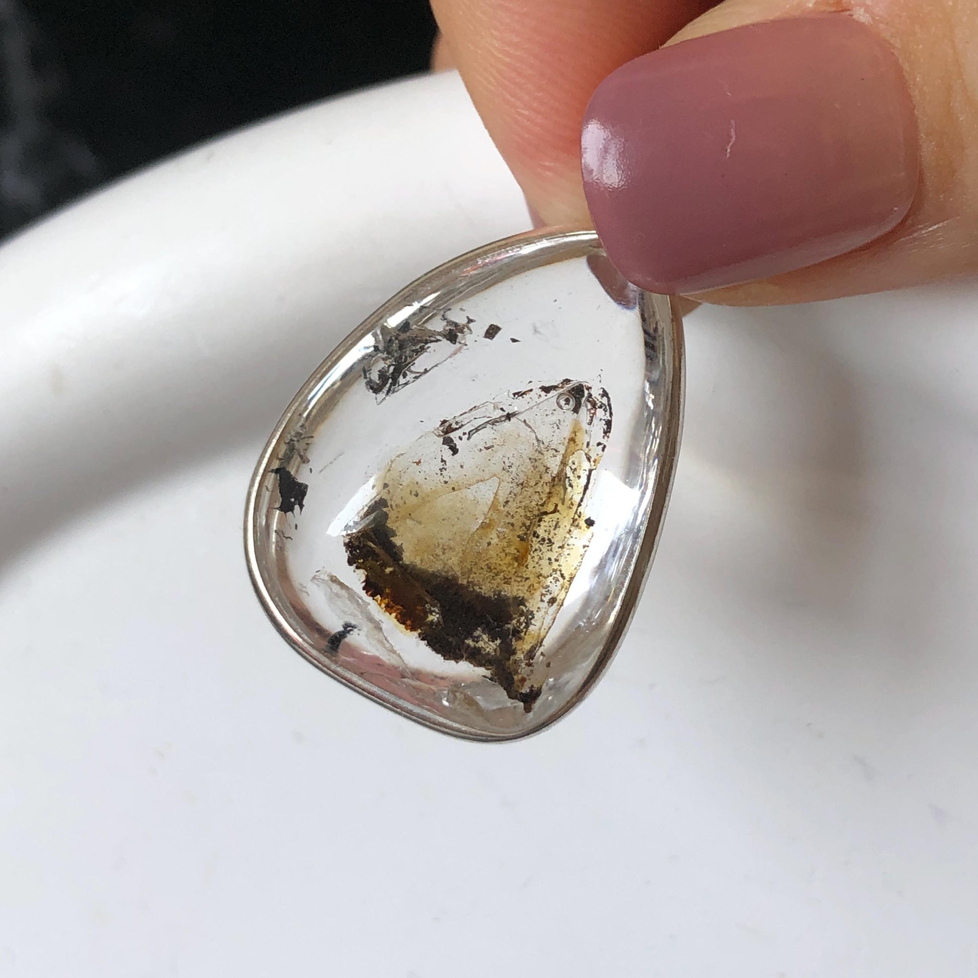 Ultra Rare! Polished Enhydro Quartz Wrapped Wire Pendant Adjustable Necklace: Moving Black & Yellow Sand with Big Bubble Inclusion Crystal | Natural Gemstone Birthstone Gift for her enhydro quartz sand water-fall pendant necklace choker gemstone charm stone pendant choker polished stone pendant crystal charm birthstone men necklace chakra crystal minerals specimen silver wire wrapped pendant inclusion crystal inclusion crystal  yellow sand inclusion