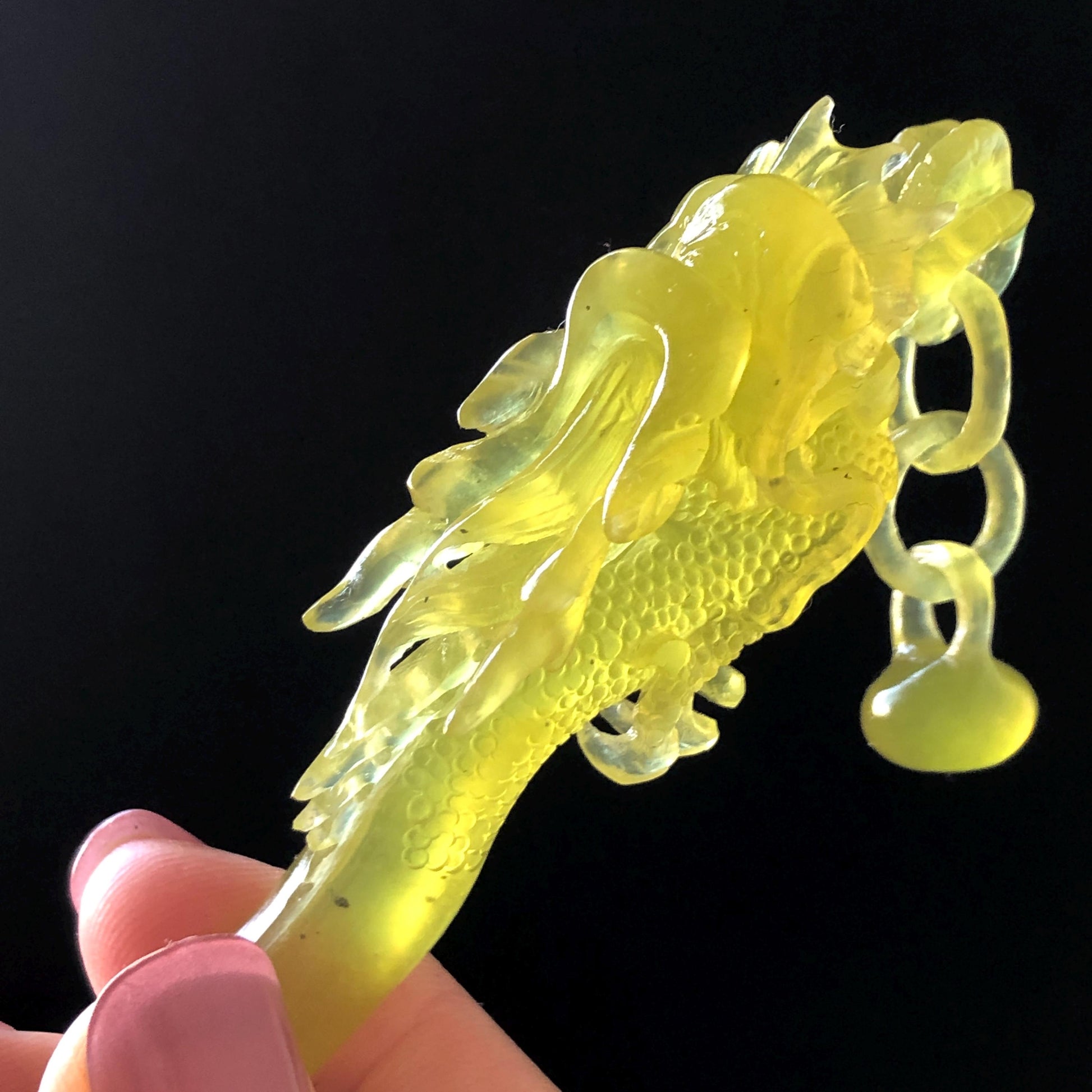 Xiu Jade Serpentine Hand Carved Soaring Dragon Hair Pin: Certified Natural Ice Golden Yellow Jade Hair Stick | Asian Vintage Hair Fork Gift for her japanese hairpin korean hair stick hanfu hair fork vintage hair comb antique hair pins dragon carving hand engraved dragon yellow jade carving hand carved dragon hair stick tassel wedding headpiece bridal shower gift bridal hair clip ice dragon hair stick