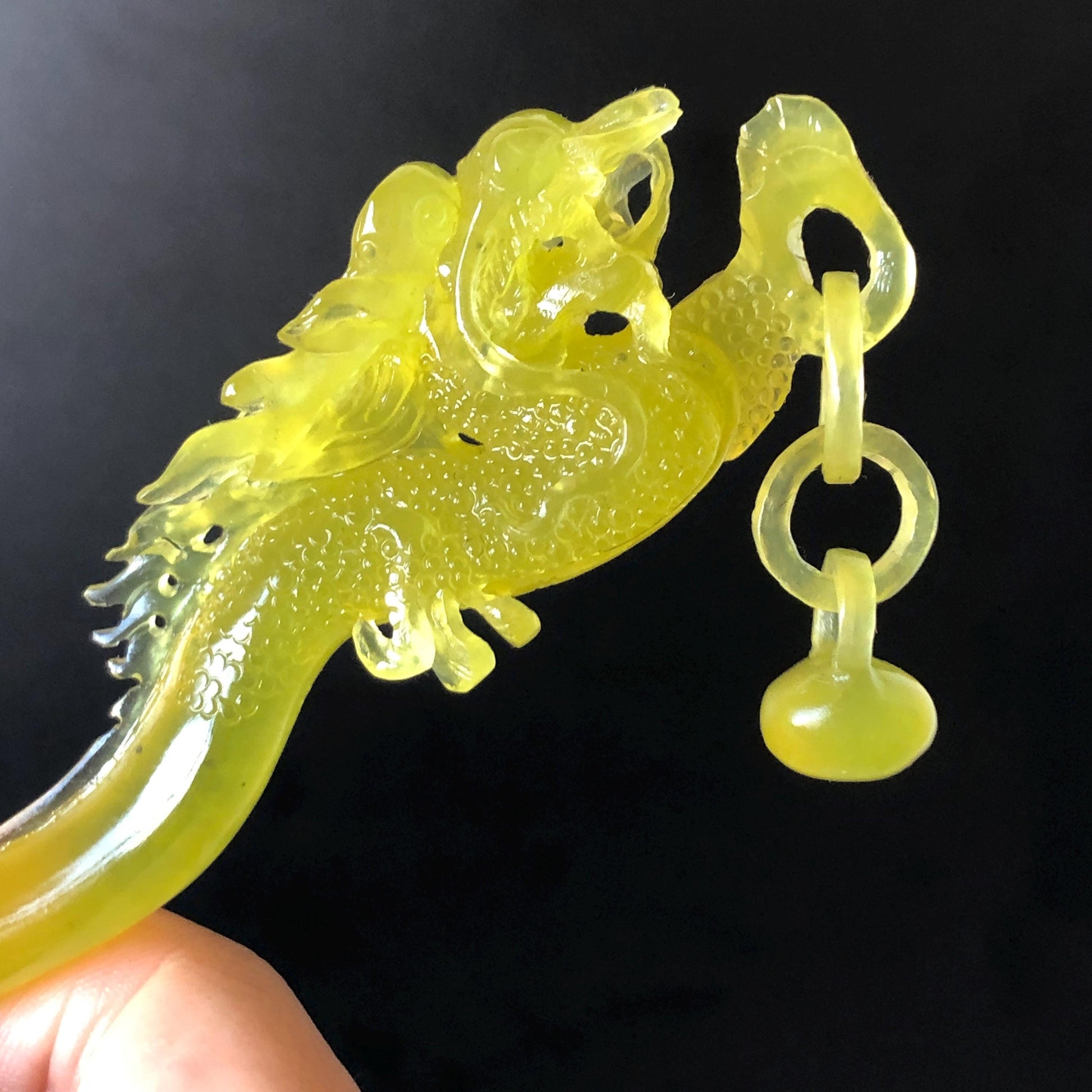 Xiu Jade Serpentine Hand Carved Soaring Dragon Hair Pin: Certified Natural Ice Golden Yellow Jade Hair Stick | Asian Vintage Hair Fork Gift for her japanese hairpin korean hair stick hanfu hair fork vintage hair comb antique hair pins dragon carving hand engraved dragon yellow jade carving hand carved dragon hair stick tassel wedding headpiece bridal shower gift bridal hair clip ice dragon hair stick