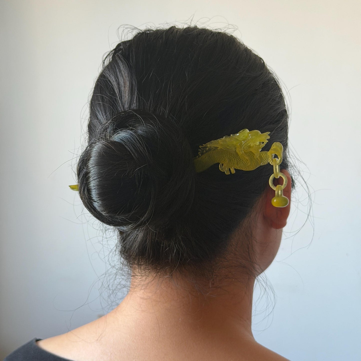 Xiu Jade Serpentine Hand Carved Soaring Dragon Hair Pin: Certified Natural Ice Golden Yellow Jade Hair Stick | Asian Vintage Hair Fork Gift for her japanese hairpin korean hair stick hanfu hair fork vintage hair comb antique hair pins dragon carving hand engraved dragon yellow jade carving hand carved dragon hair stick tassel wedding headpiece bridal shower gift bridal hair clip ice dragon hair stick