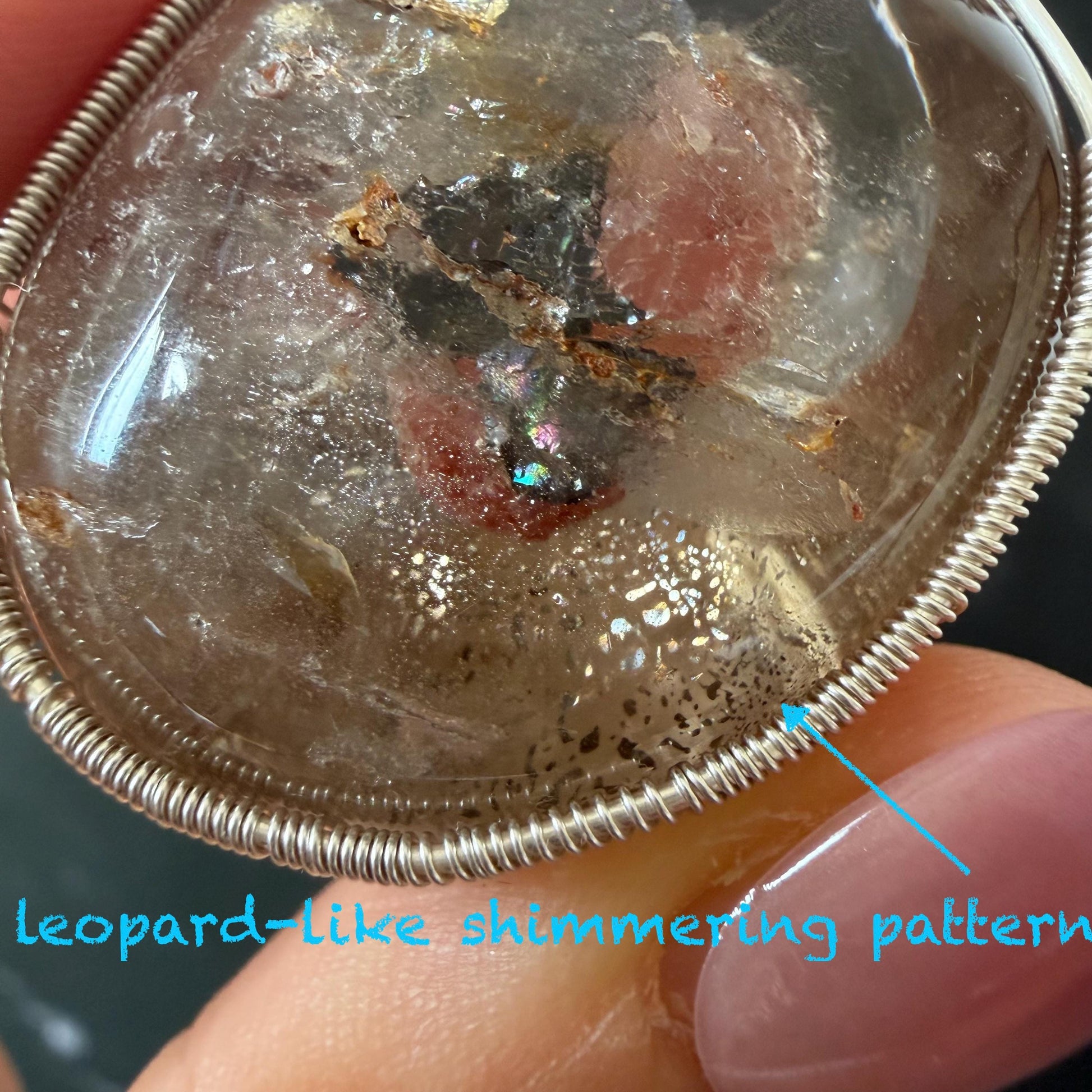 Super Rare! Polished Enhydro Quartz Wrapped Wire Pendant Adjustable Necklace: Moving Red Sand & Big Bubble with red stones Inclusion Crystal | High-Heel-Like / Flamingo-Like Chamber | Natural Gemstone Birthstone Gift for her enhydro quartz sand water-fall pendant necklace choker gemstone charm stone pendant choker polished stone pendant crystal charm birthstone men necklace chakra crystal minerals specimen silver wire wrapped pendant inclusion crystal inclusion crystal sediment stone