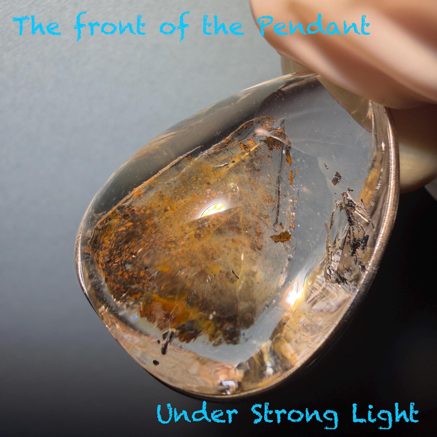 Ultra Rare! Polished Enhydro Quartz Wrapped Wire Pendant Adjustable Necklace: Moving Black & Yellow Sand with Big Bubble Inclusion Crystal | Natural Gemstone Birthstone Gift for her enhydro quartz sand water-fall pendant necklace choker gemstone charm stone pendant choker polished stone pendant crystal charm birthstone men necklace chakra crystal minerals specimen silver wire wrapped pendant inclusion crystal inclusion crystal  yellow sand inclusion