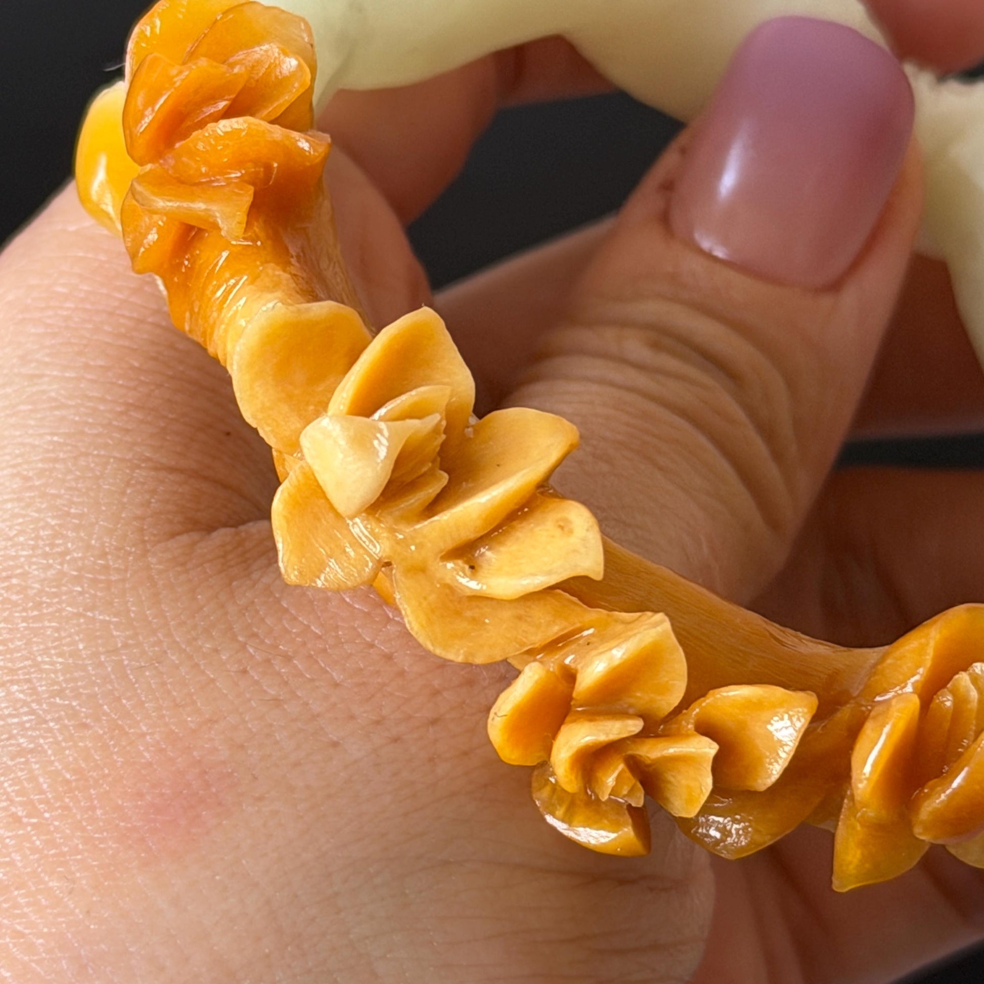 54.2mm Xiu Jade Serpentine Hand Carved Peach Blossom Flowers Bangle: Natural Yellow White Jade Handcrafted Bracelet with certificate