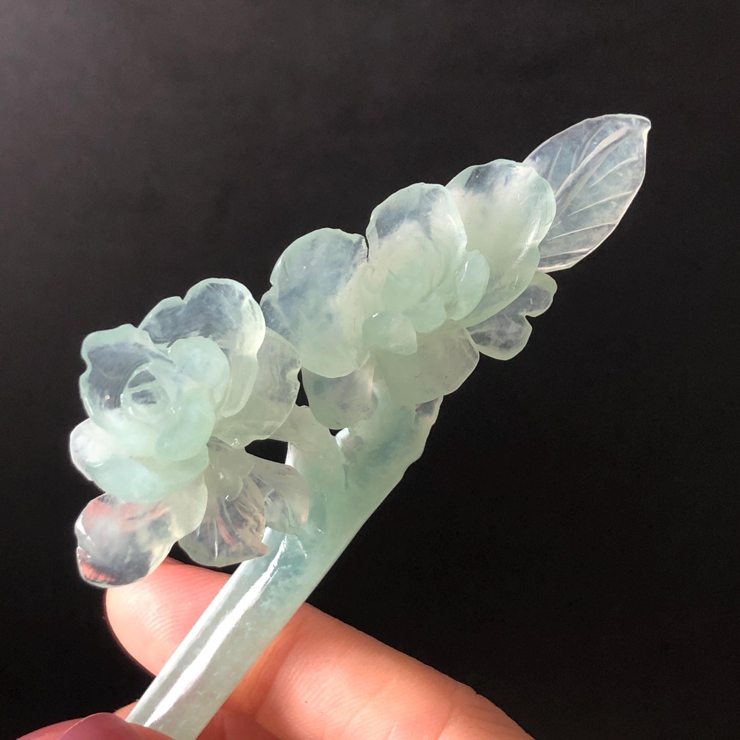 Certified Xiu Jade Serpentine Hand Carved Blue Camellia Flower Hair Pin: Natural Blue Jade Hair Stick for Wedding Headpiece Hair accessories gift for her blue jade carving hand engraved camellia flower hair fork hand carved flower hair comb Asian chinese hairpins hanfu hair stick korean hairpins japanese hair clip bridal shower hair clip natural untreated jade with certificate camellia carving chinese jade hair stick