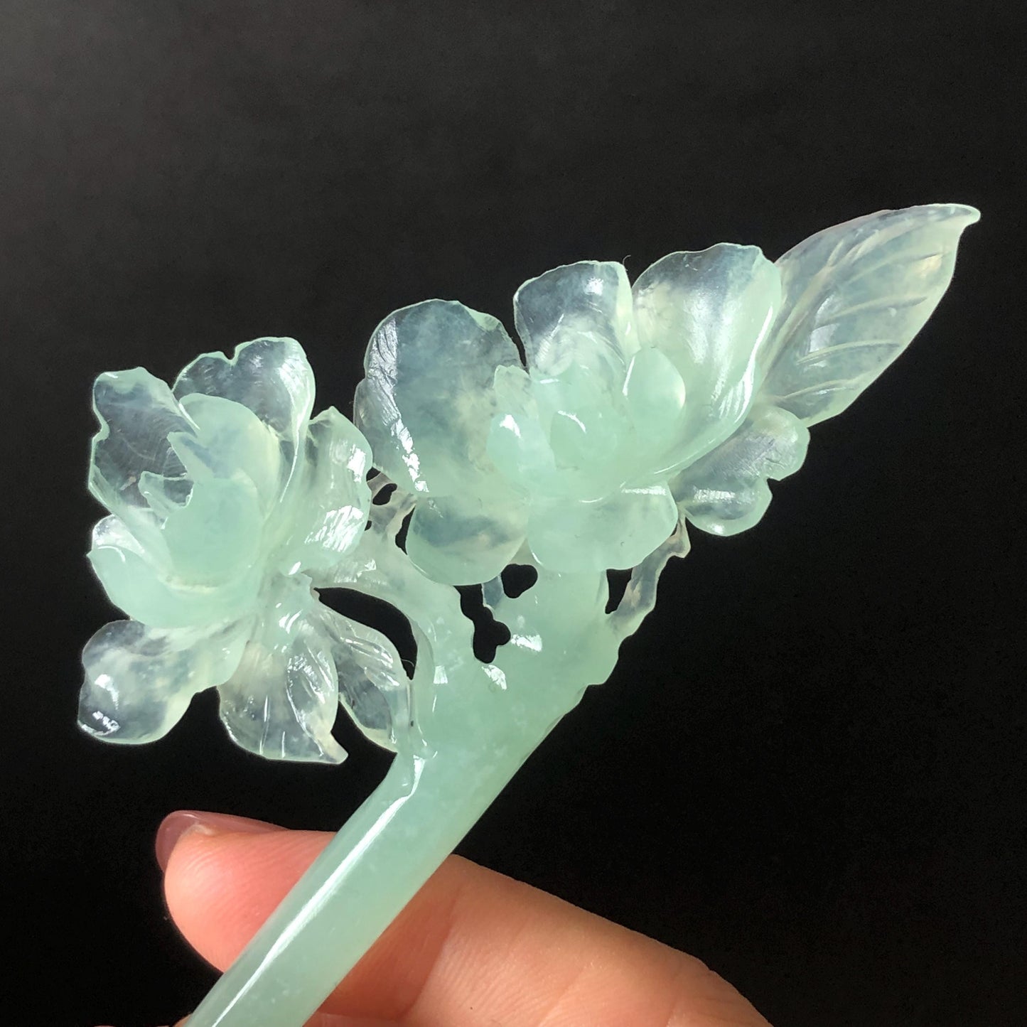 Certified Xiu Jade Serpentine Hand Carved Blue Camellia Flower Hair Pin: Natural Blue Jade Hair Stick for Wedding Headpiece Hair accessories gift for her blue jade carving hand engraved camellia flower hair fork hand carved flower hair comb Asian chinese hairpins hanfu hair stick korean hairpins japanese hair clip bridal shower hair clip natural untreated jade with certificate camellia carving chinese jade hair stick