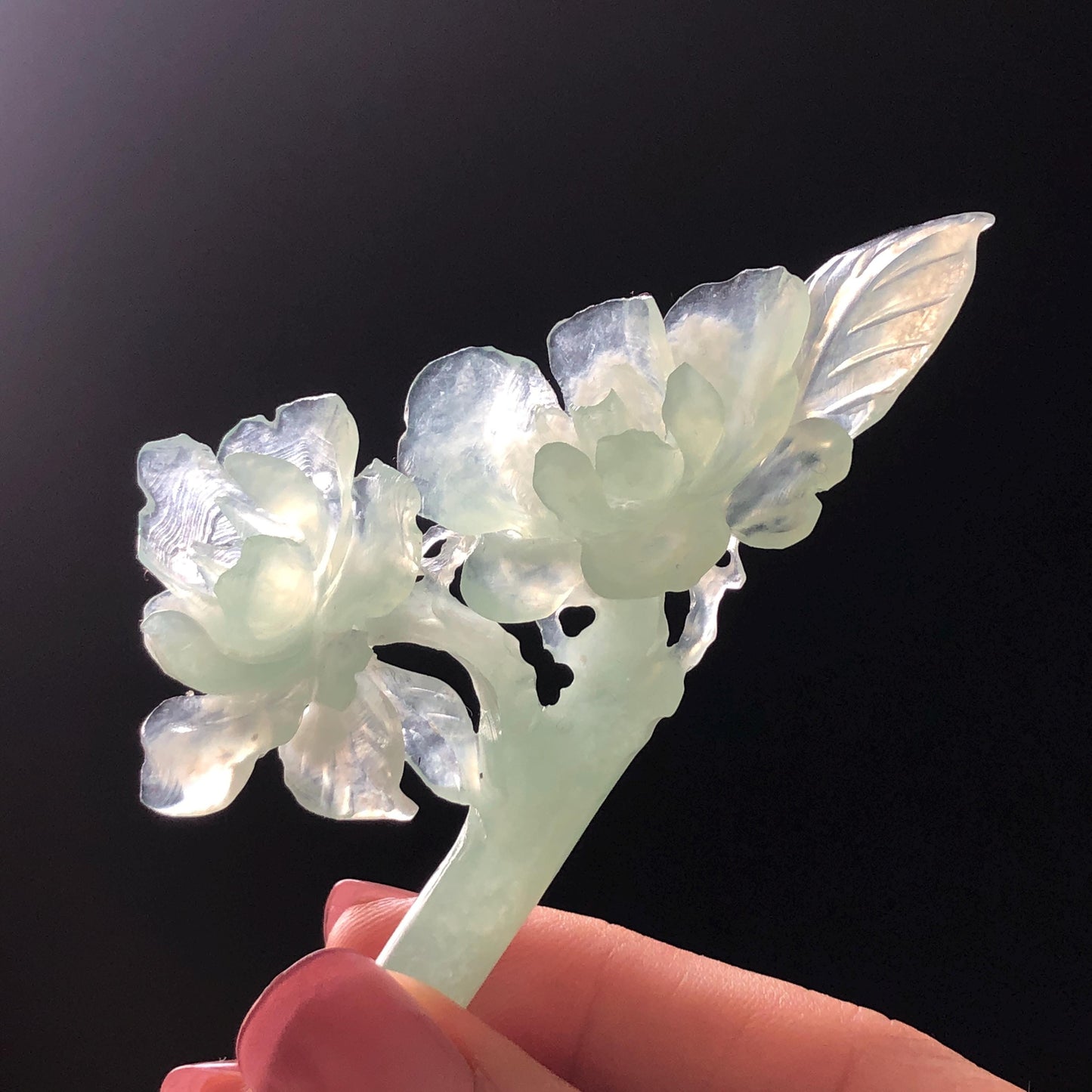Certified Xiu Jade Serpentine Hand Carved Blue Camellia Flower Hair Pin: Natural Blue Jade Hair Stick for Wedding Headpiece Hair accessories gift for her blue jade carving hand engraved camellia flower hair fork hand carved flower hair comb Asian chinese hairpins hanfu hair stick korean hairpins japanese hair clip bridal shower hair clip natural untreated jade with certificate camellia carving chinese jade hair stick