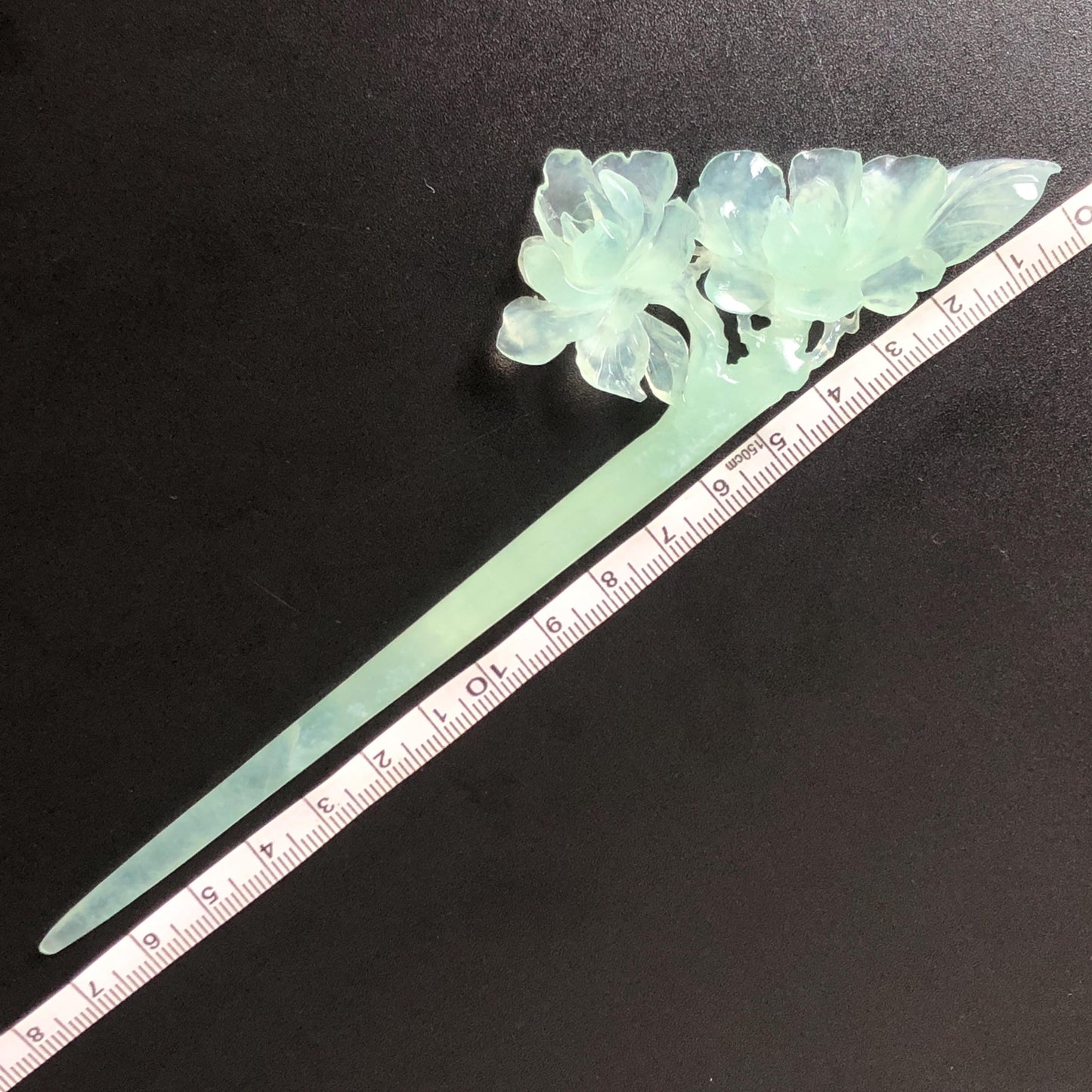 Certified Xiu Jade Serpentine Hand Carved Blue Camellia Flower Hair Pin: Natural Blue Jade Hair Stick for Wedding Headpiece Hair accessories gift for her blue jade carving hand engraved camellia flower hair fork hand carved flower hair comb Asian chinese hairpins hanfu hair stick korean hairpins japanese hair clip bridal shower hair clip natural untreated jade with certificate camellia carving chinese jade hair stick