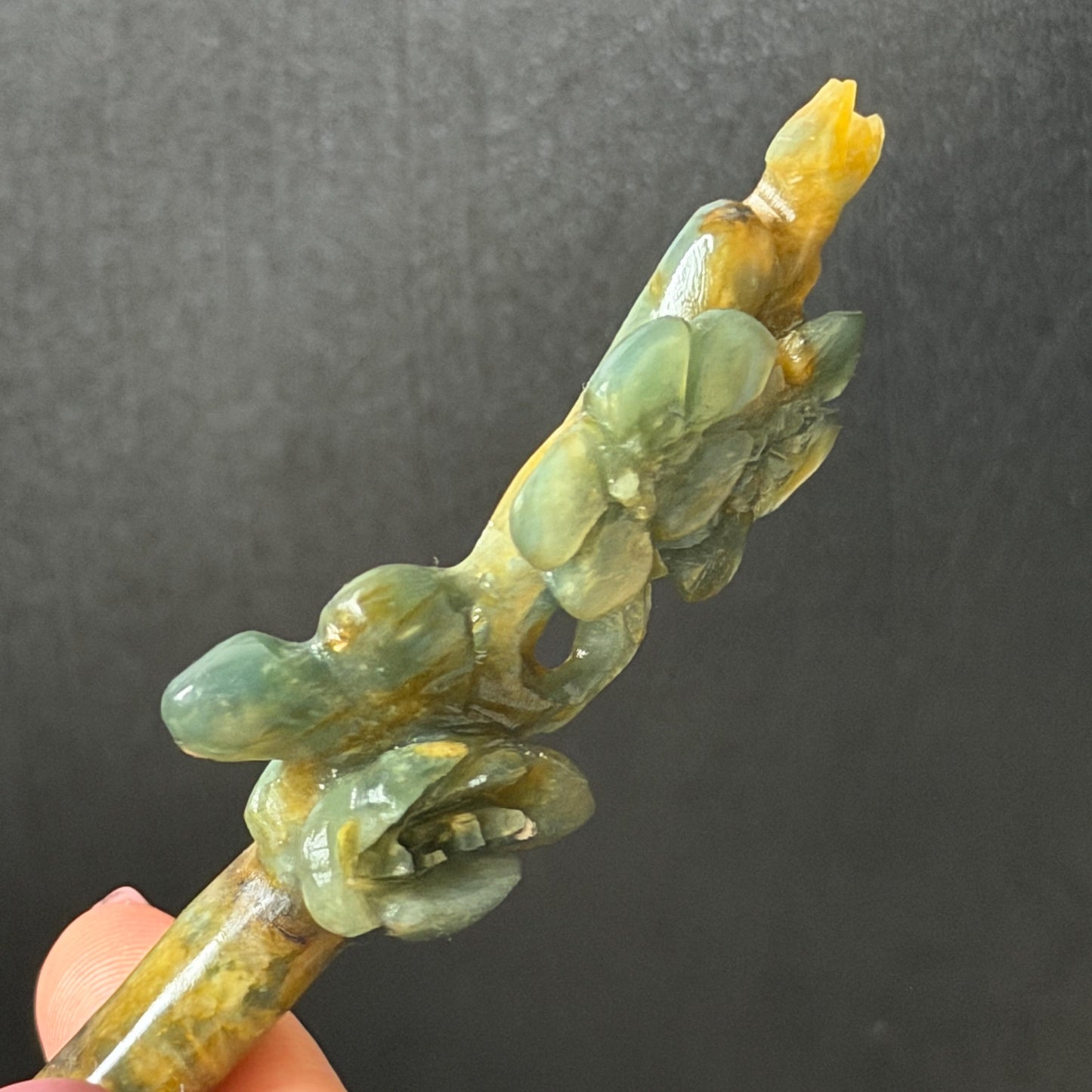 Xiu Jade Serpentine Hand Carved Plum Blossom Flower Hair Pin: Natural Yellow Green Jade Hair Stick 3D stone carving Hair Jewelry Chinese Vintage Hanfu Antique Bridal Hair Fork Gift for her japanese hairpin korean hair stick chinese hair fork vintage hair comb antique hair pins bridal shower hair jewelry wedding headpiece bridal shower gift engagement hair accessory jade carving hand engraved jade hand carved flower jade hairpins untreated natural jade with certificate green jade yellow jade