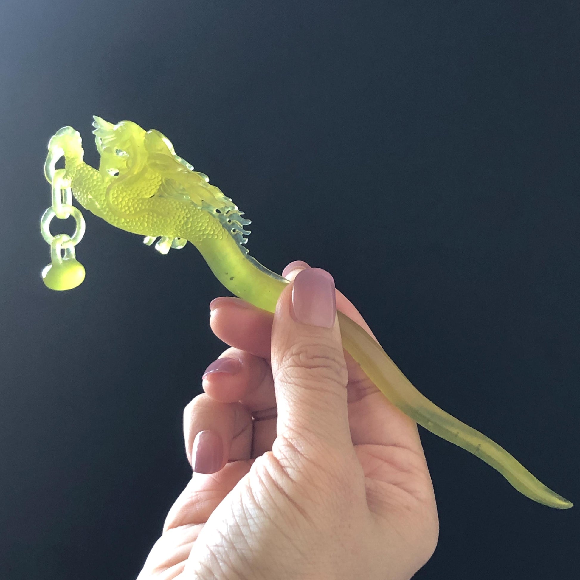 Xiu Jade Serpentine Hand Carved Soaring Dragon Hair Pin: Certified Natural Ice Golden Yellow Jade Hair Stick | Asian Vintage Hair Fork Gift for her japanese hairpin korean hair stick hanfu hair fork vintage hair comb antique hair pins dragon carving hand engraved dragon yellow jade carving hand carved dragon hair stick tassel wedding headpiece bridal shower gift bridal hair clip ice dragon hair stick