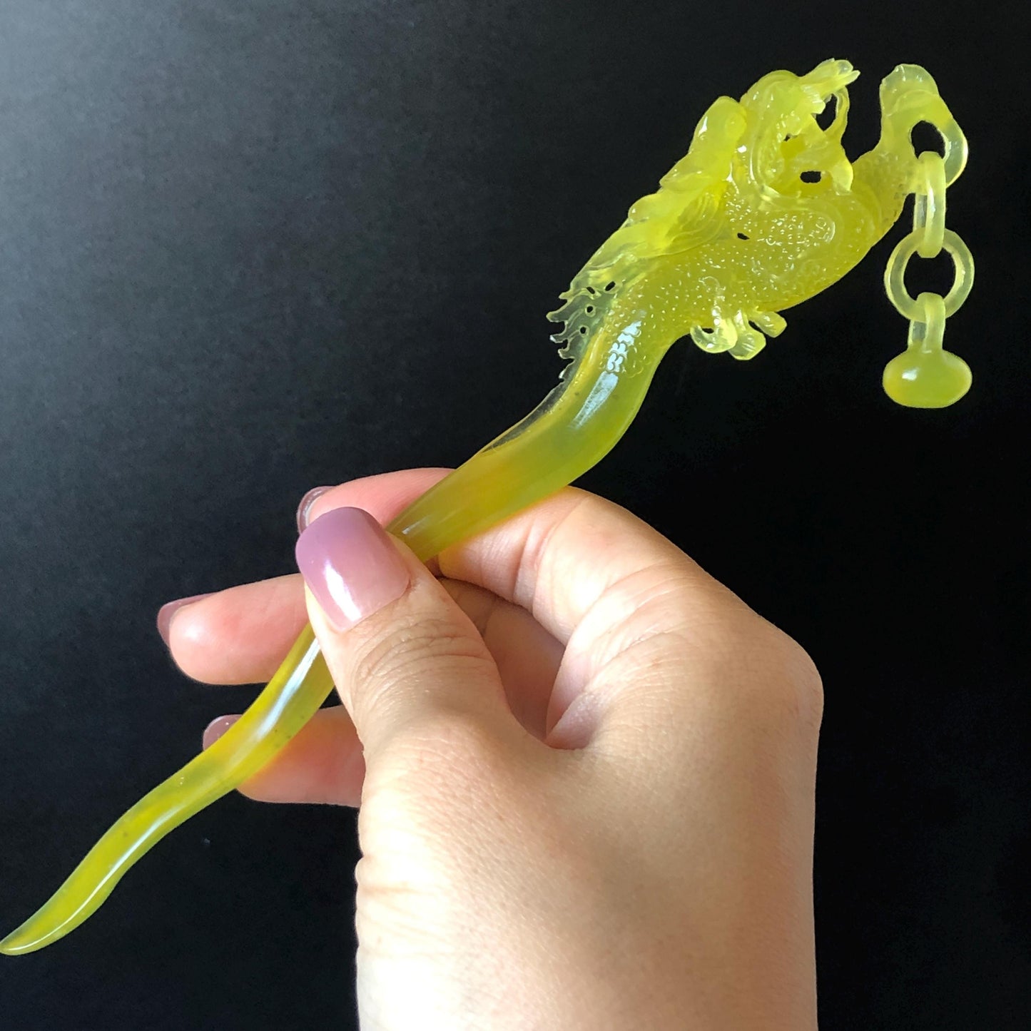 Xiu Jade Serpentine Hand Carved Soaring Dragon Hair Pin: Certified Natural Ice Golden Yellow Jade Hair Stick | Asian Vintage Hair Fork Gift for her japanese hairpin korean hair stick hanfu hair fork vintage hair comb antique hair pins dragon carving hand engraved dragon yellow jade carving hand carved dragon hair stick tassel wedding headpiece bridal shower gift bridal hair clip ice dragon hair stick