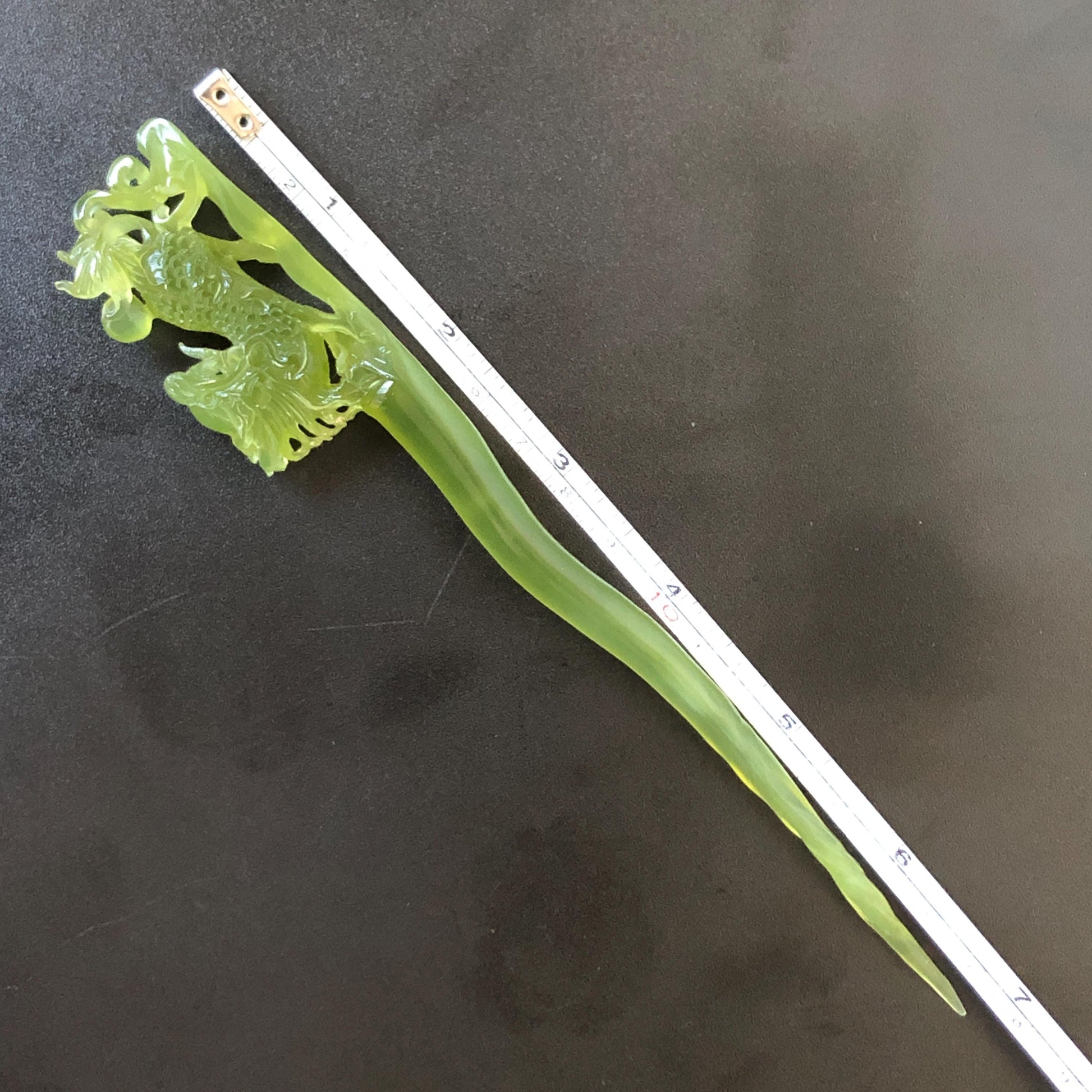Xiu Jade Serpentine Hand Carved Qilin Kirin Hair Pin: Certified Natural Ice Green Jade Hair Stick, Asian Vintage Hair Fork Gift for her japanese hairpin korean hair stick hanfu hair fork vintage hair comb antique hair pins dragon carving hand engraved kirin Qilin carving green jade carving hand carved dragon hair stick 3D stone carving antique hair stick untreated jade with certificate